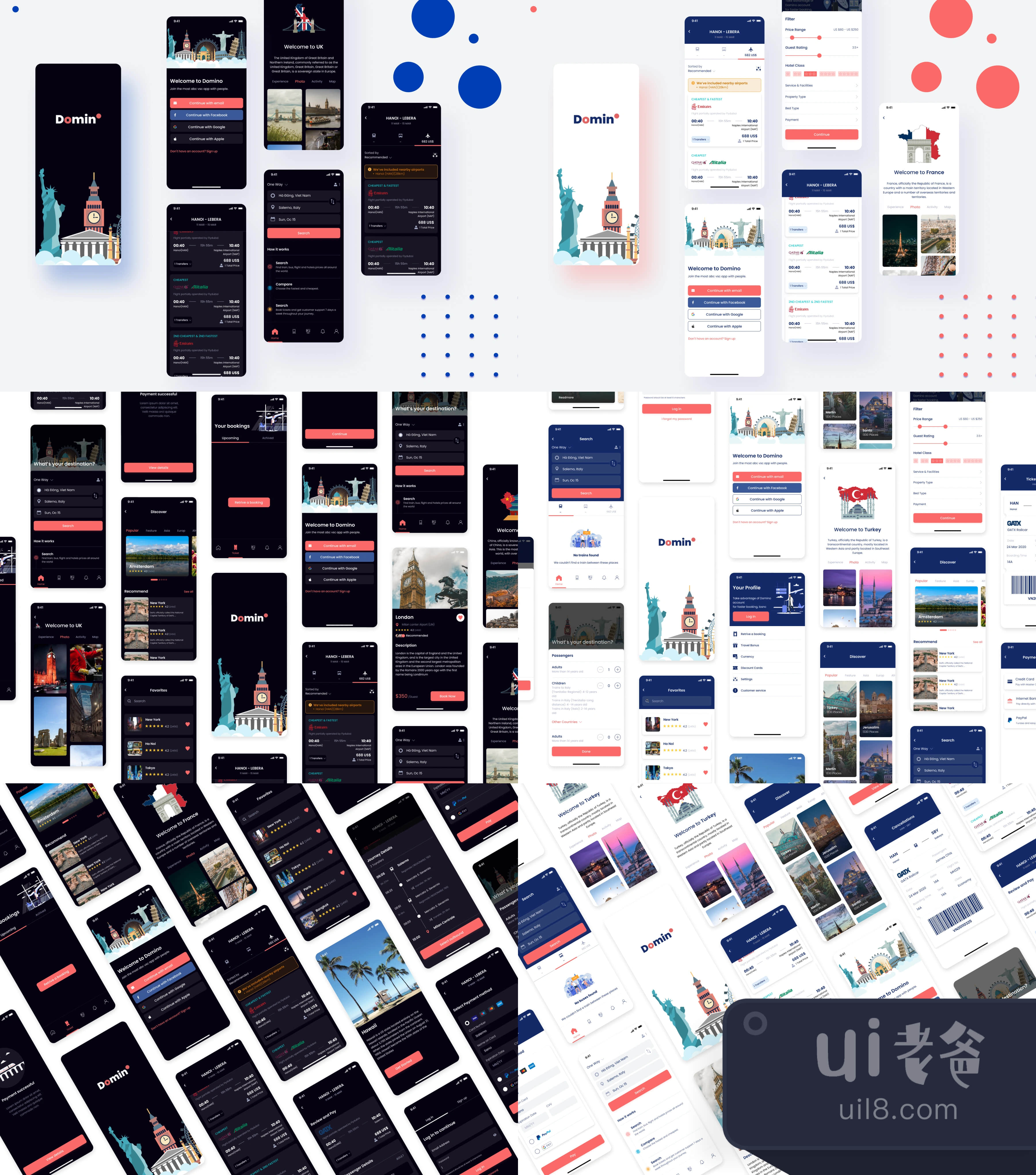多米诺 - 旅游预订UI KIT (Domino - Travel Booking UI KIT)插图1