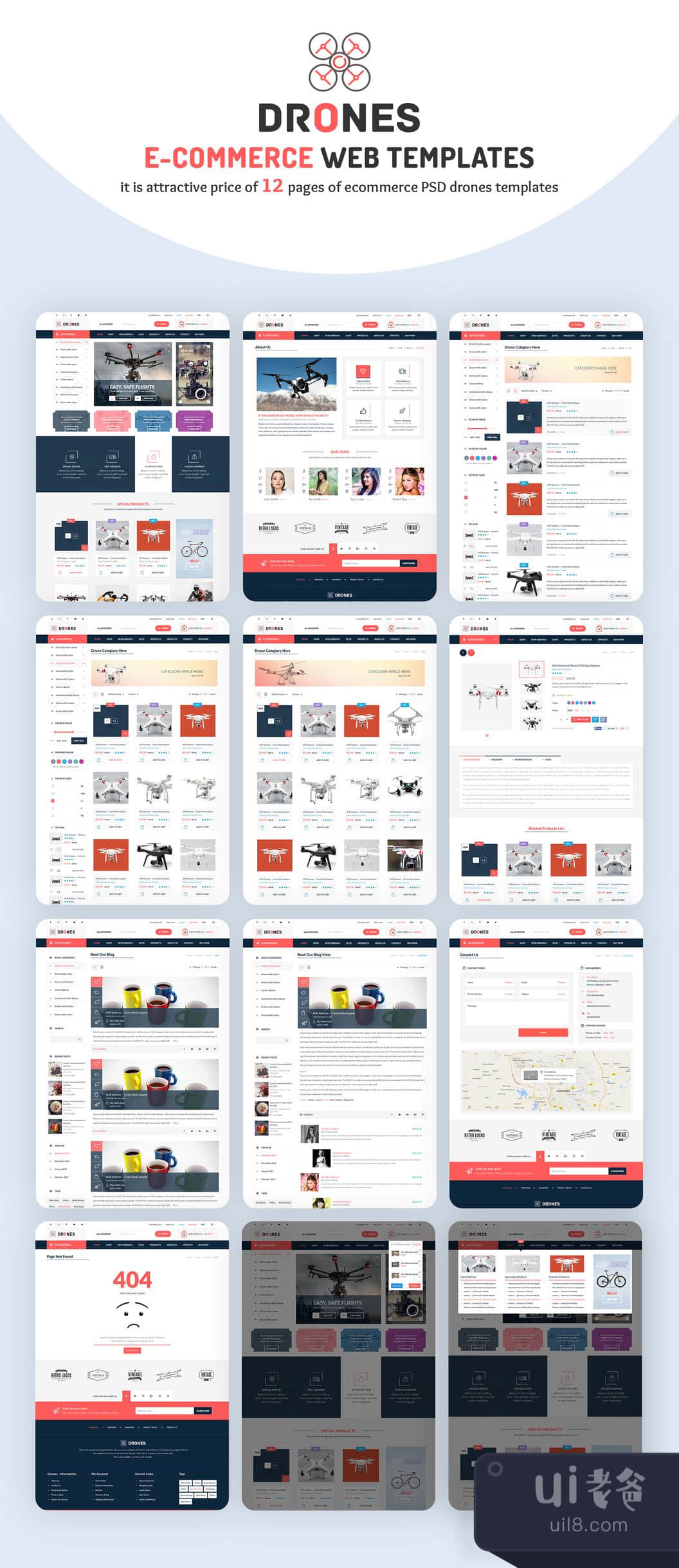 无人机电商UI套件 (Drone Ecommerce UI Kit)插图1