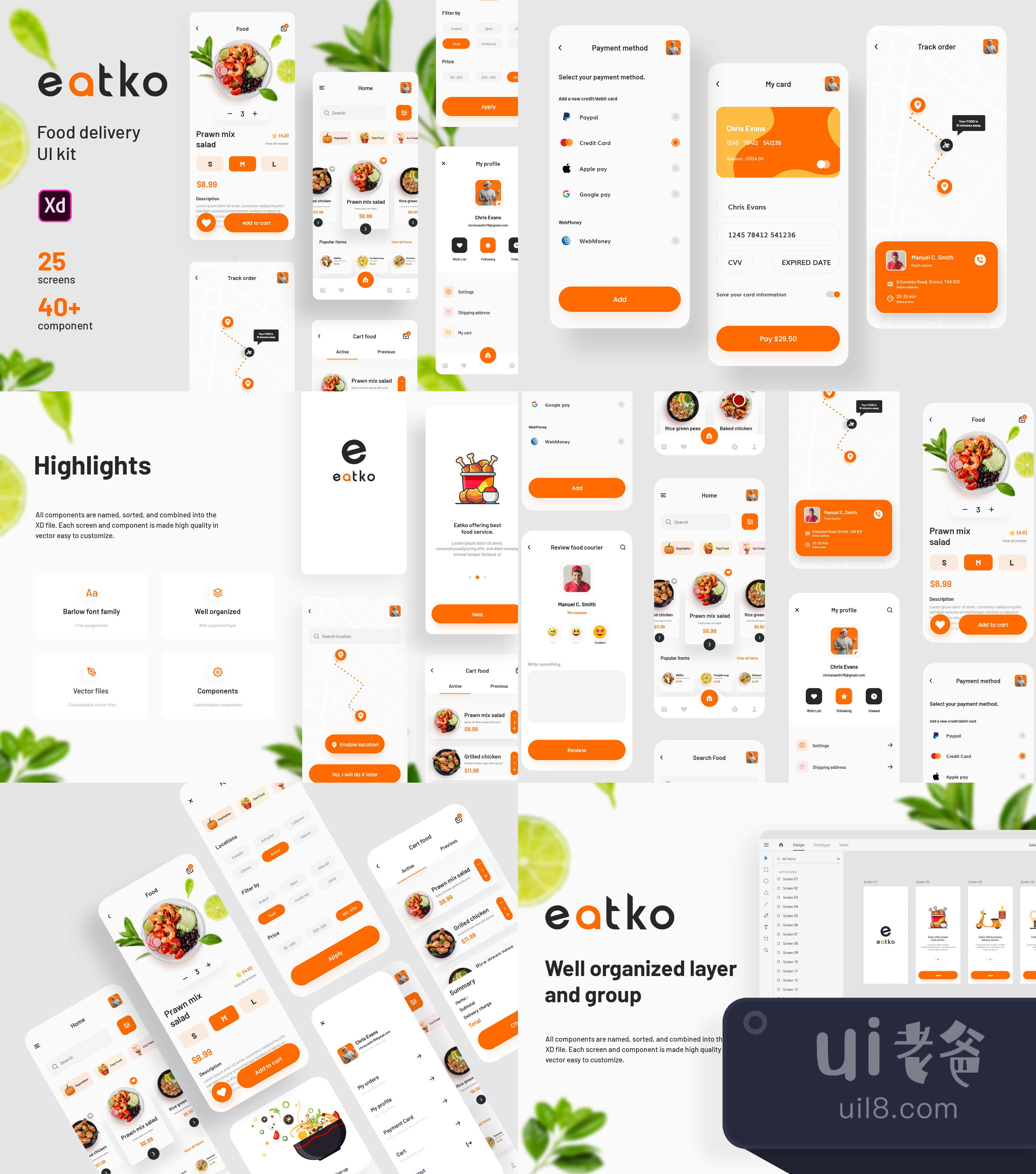 Eatko 食品配送UI套件 (Eatko Food delivery UI kit)插图
