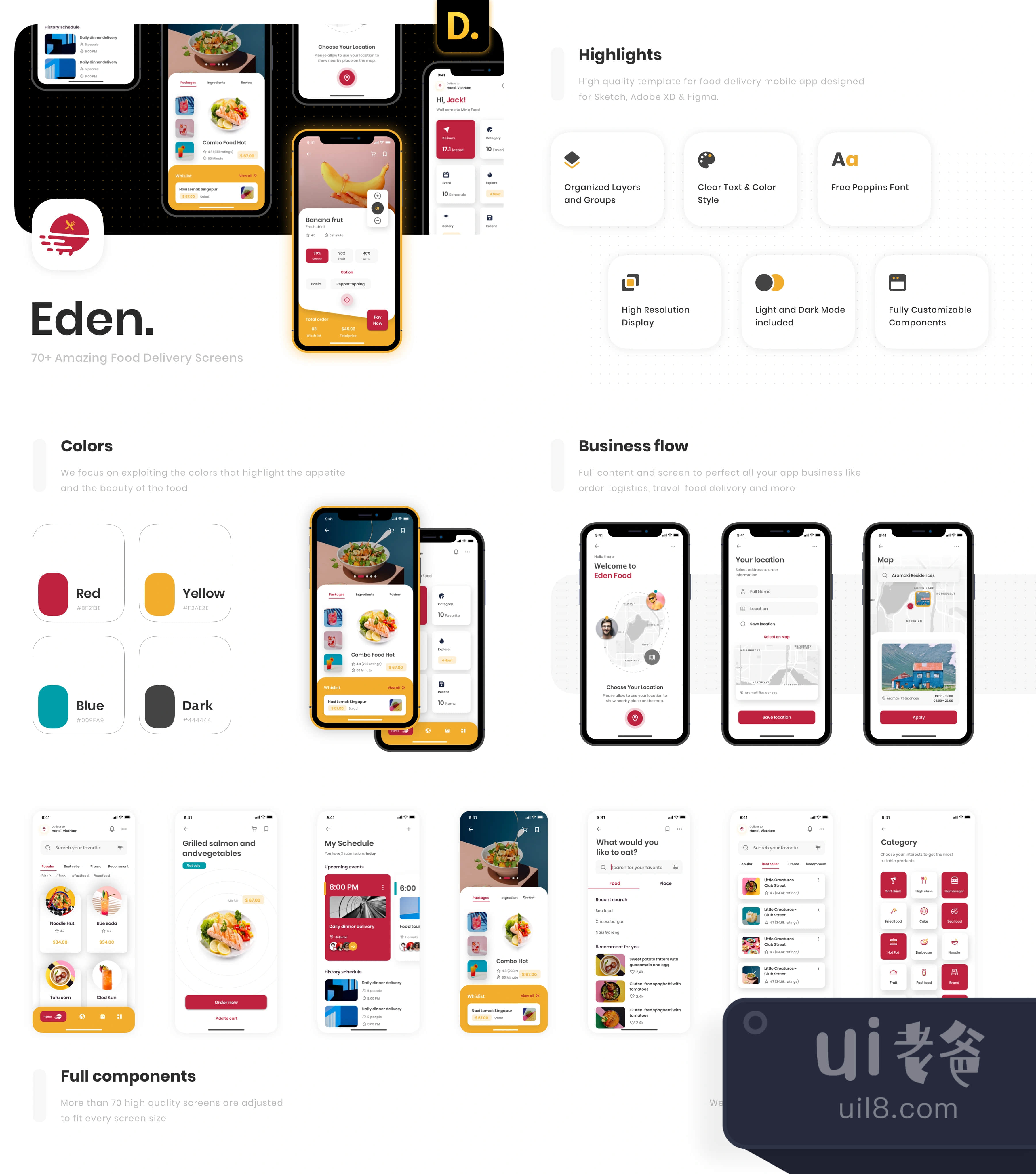 伊甸园 - 食品配送应用UI套件 (Eden - Food Delivery App UI Kit)插图1