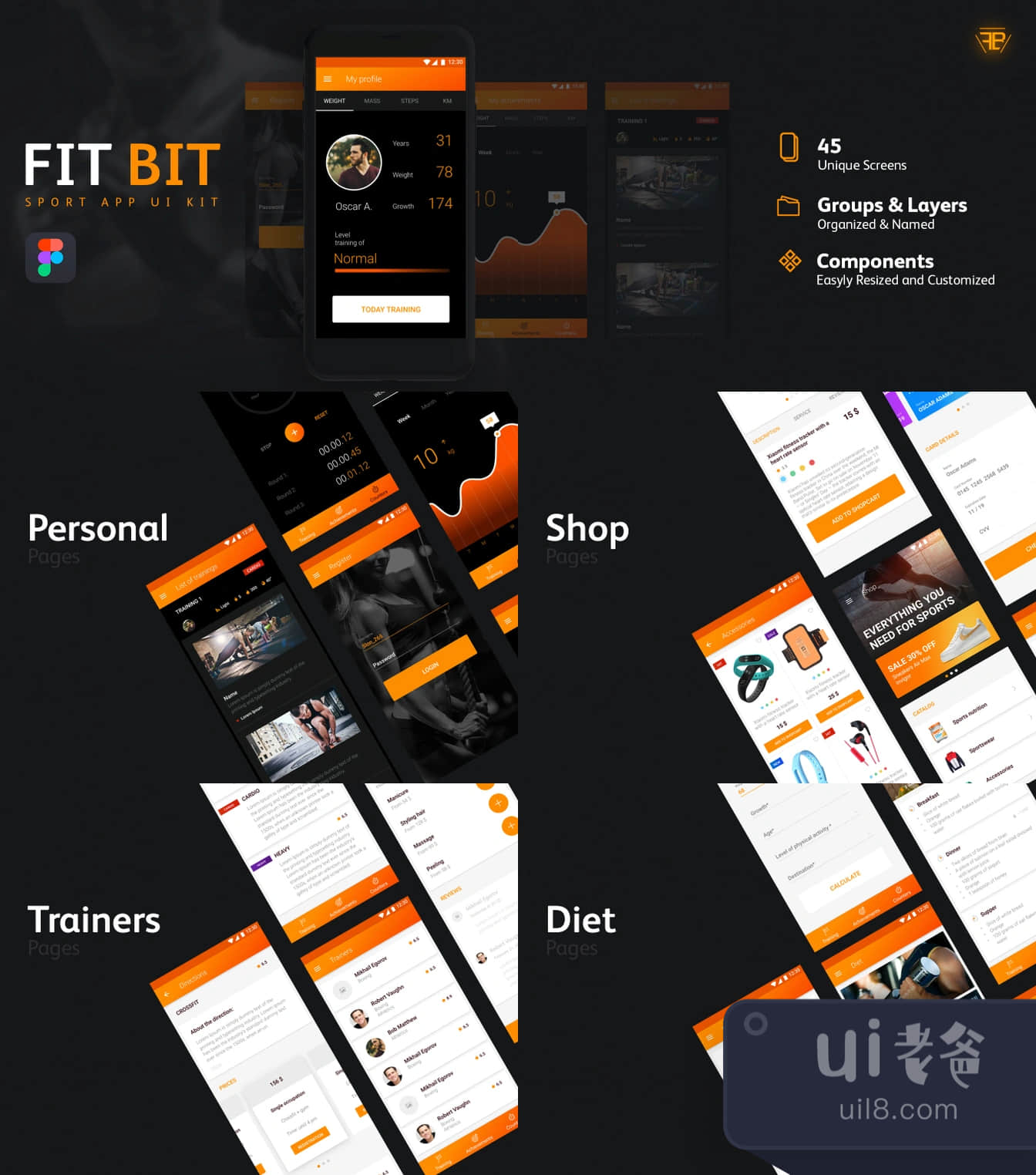 FIT BIT Sport UI Kit (FIT BIT Sport UI Kit)插图1