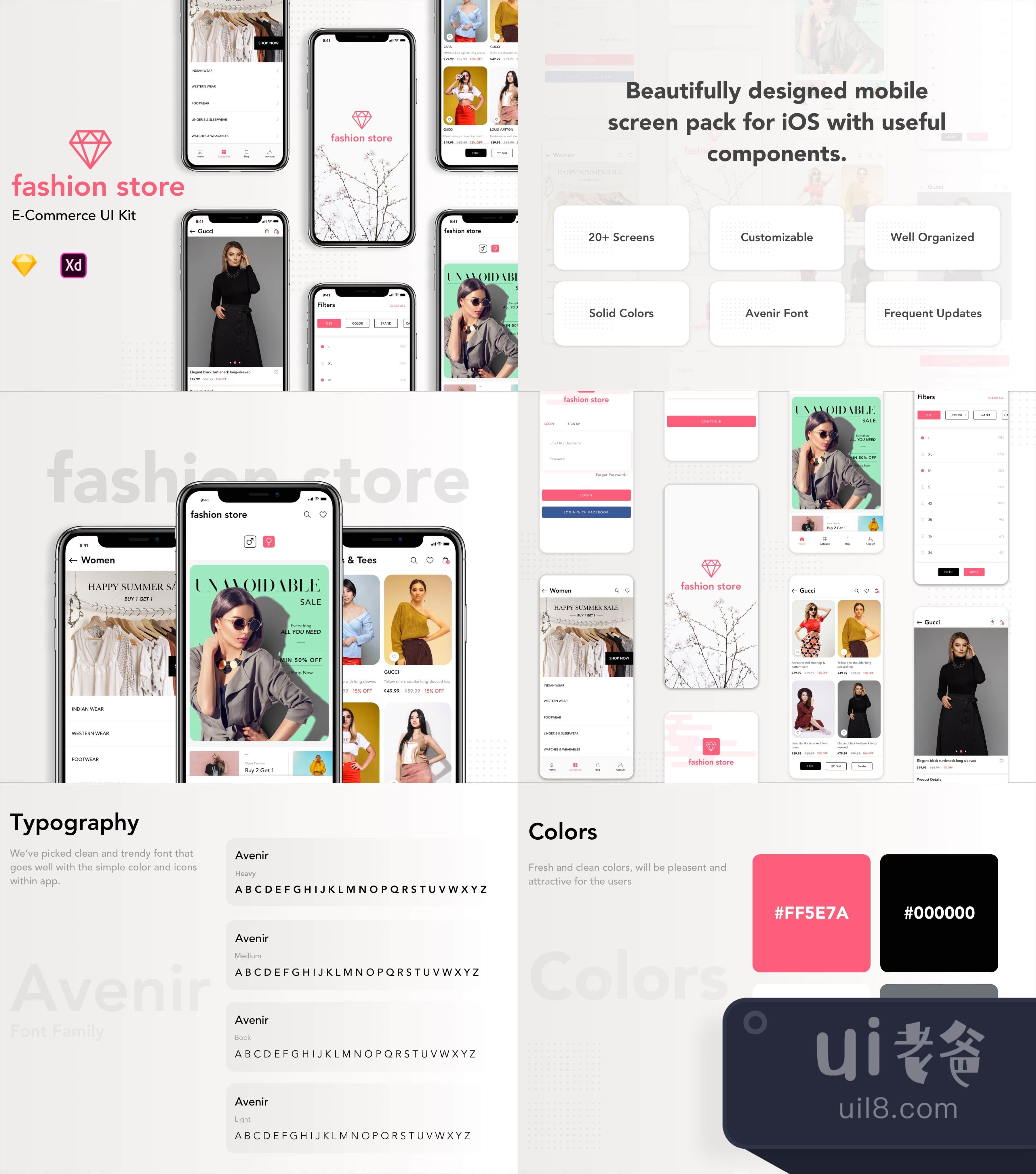 时尚商店iOS UI Kit (Fashion Store iOS UI Kit)插图1