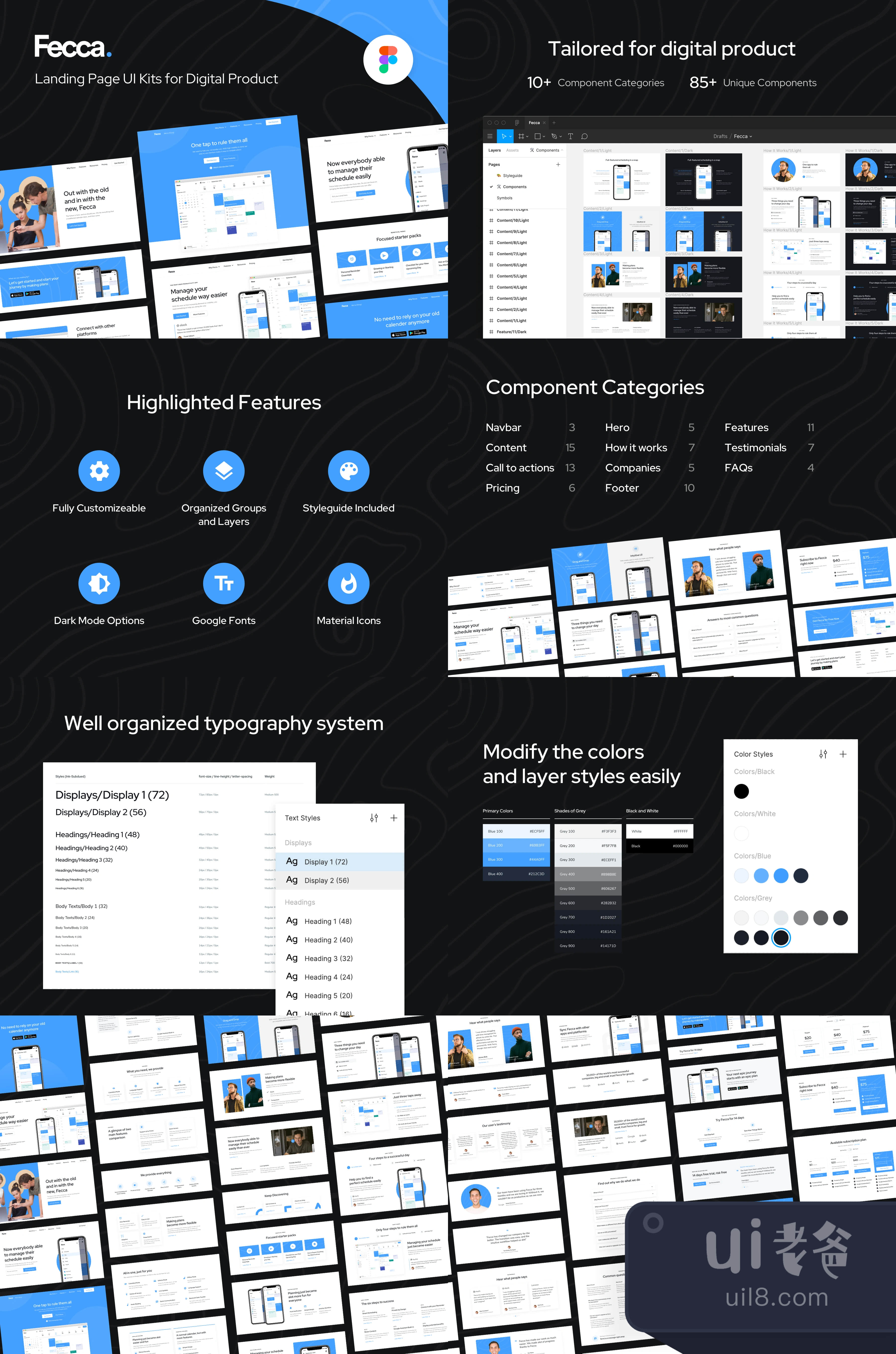 Fecca - 着陆页 UI 套件 (Figma) (Fecca - Landing Page UI插图1