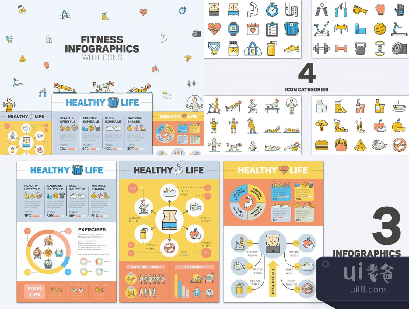 健身信息图表包 (Fitness Infographic Pack)插图1