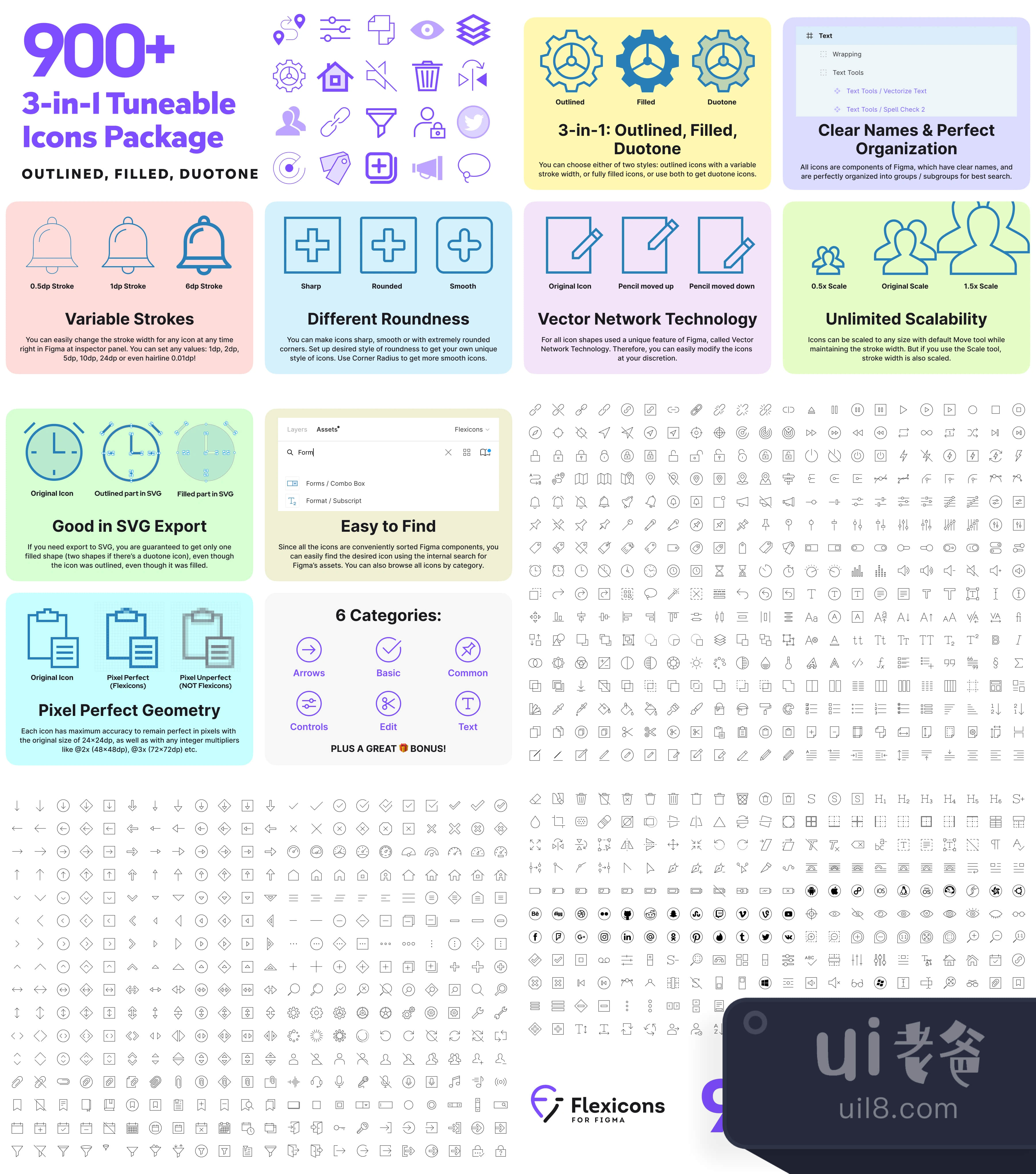 Figma的柔性图标 Flexicons For Figma 高质量免费ui设计素材下载 Ui老爸