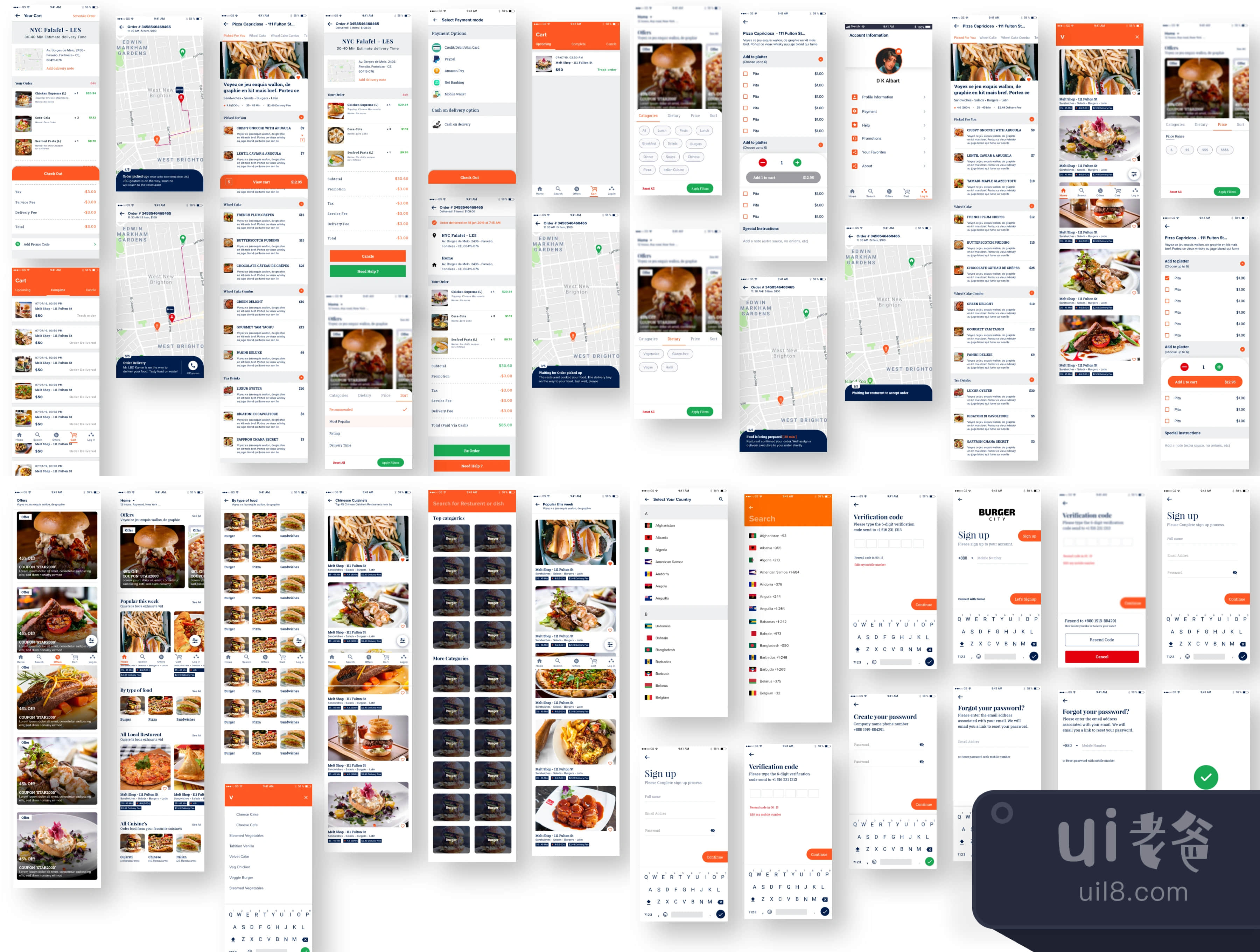 食品交付应用程序UI下载 (Food Delivery App UI Download)插图