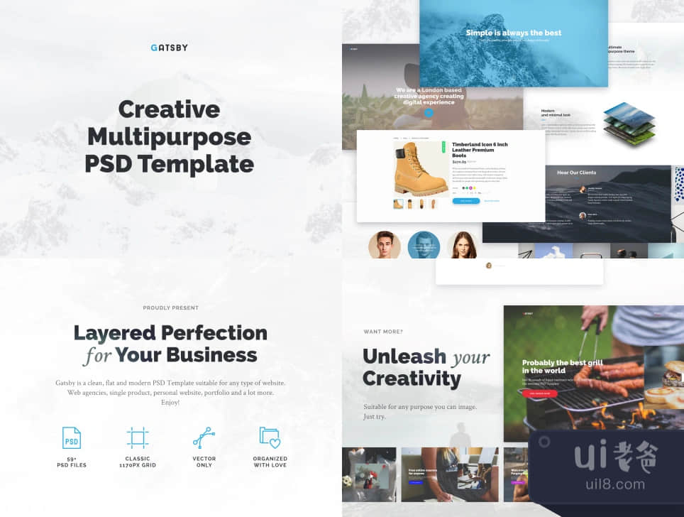 Gatsby PSD模板 (Gatsby PSD Template)插图1