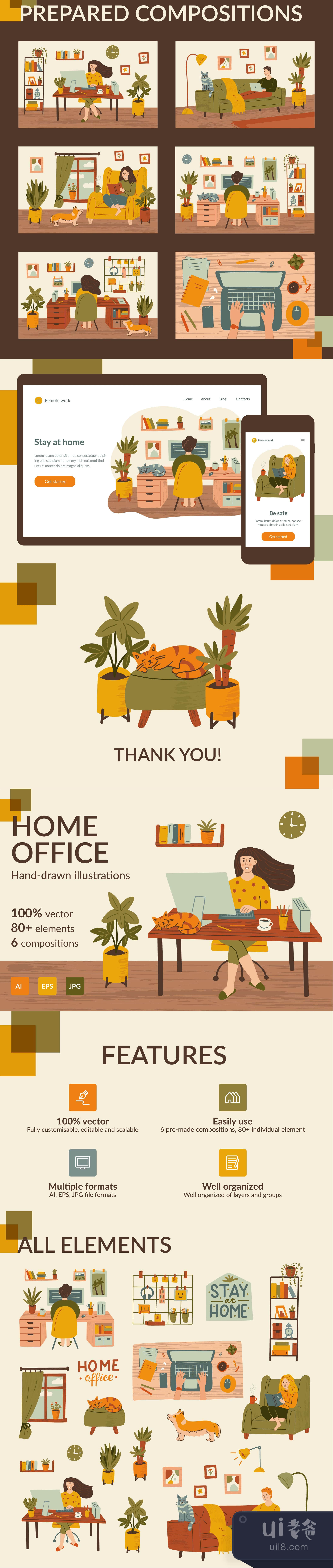 家庭办公室插图套件 (Home Office Illustration Kit)插图1