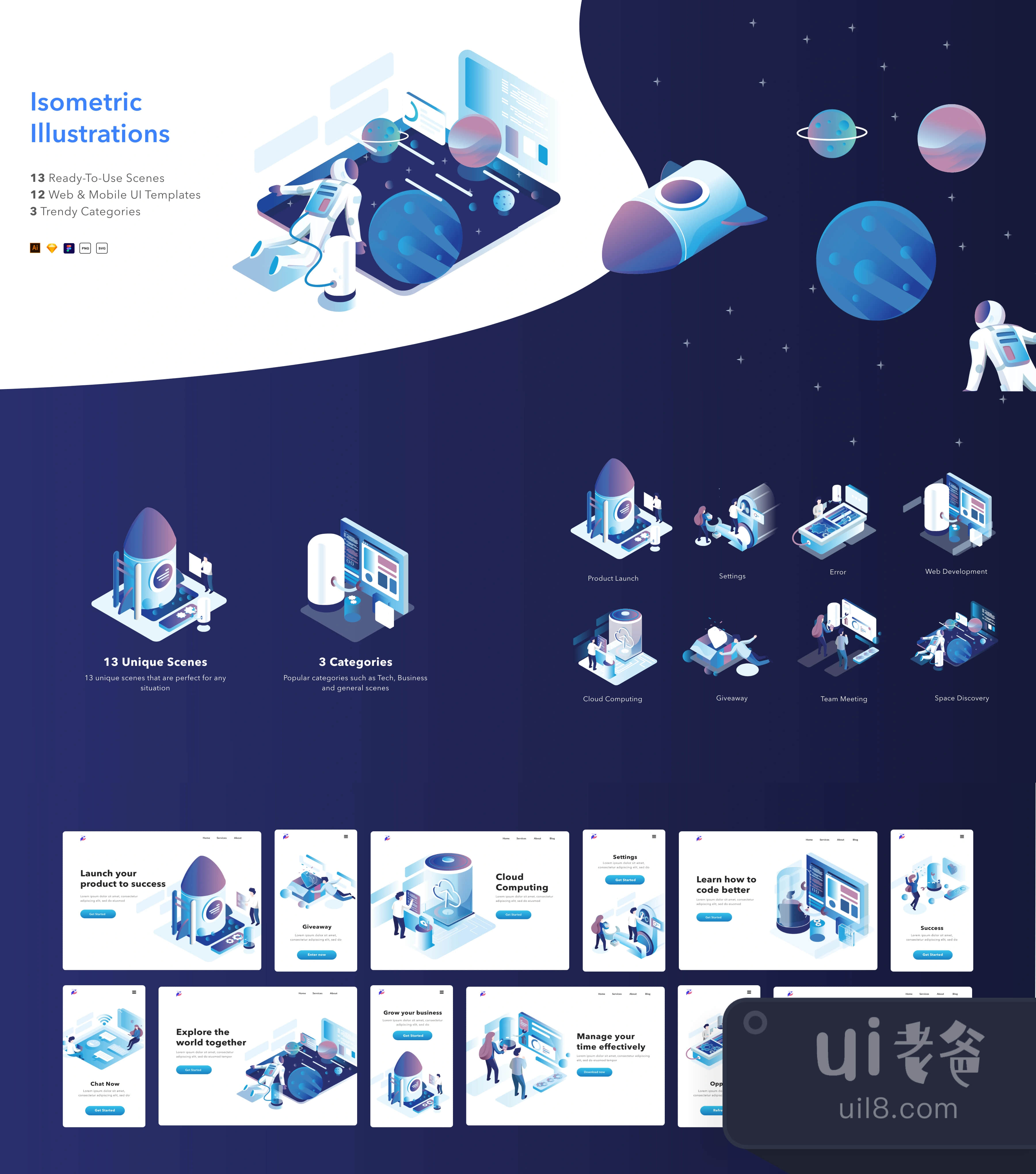 等距技术插图 (Isometric Tech Illustrations)插图1