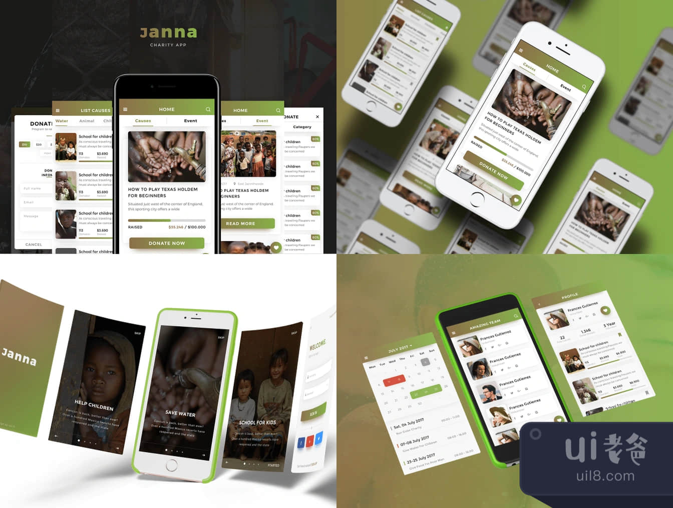 雅娜慈善移动UI套件 (Janna Charity Mobile UI Kit)插图