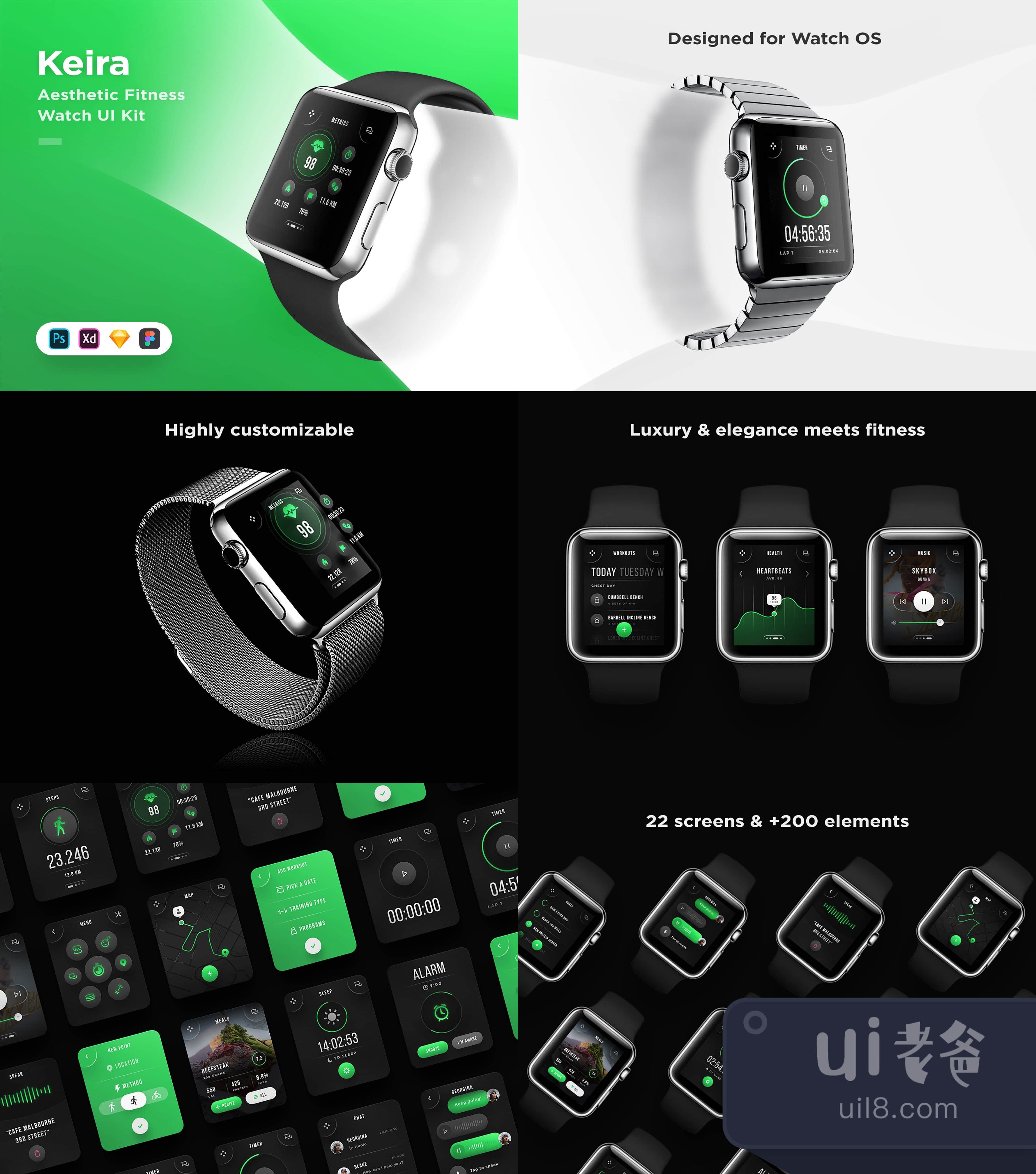 Keira - 手表UI套件 (Keira - Watch UI Kit)插图