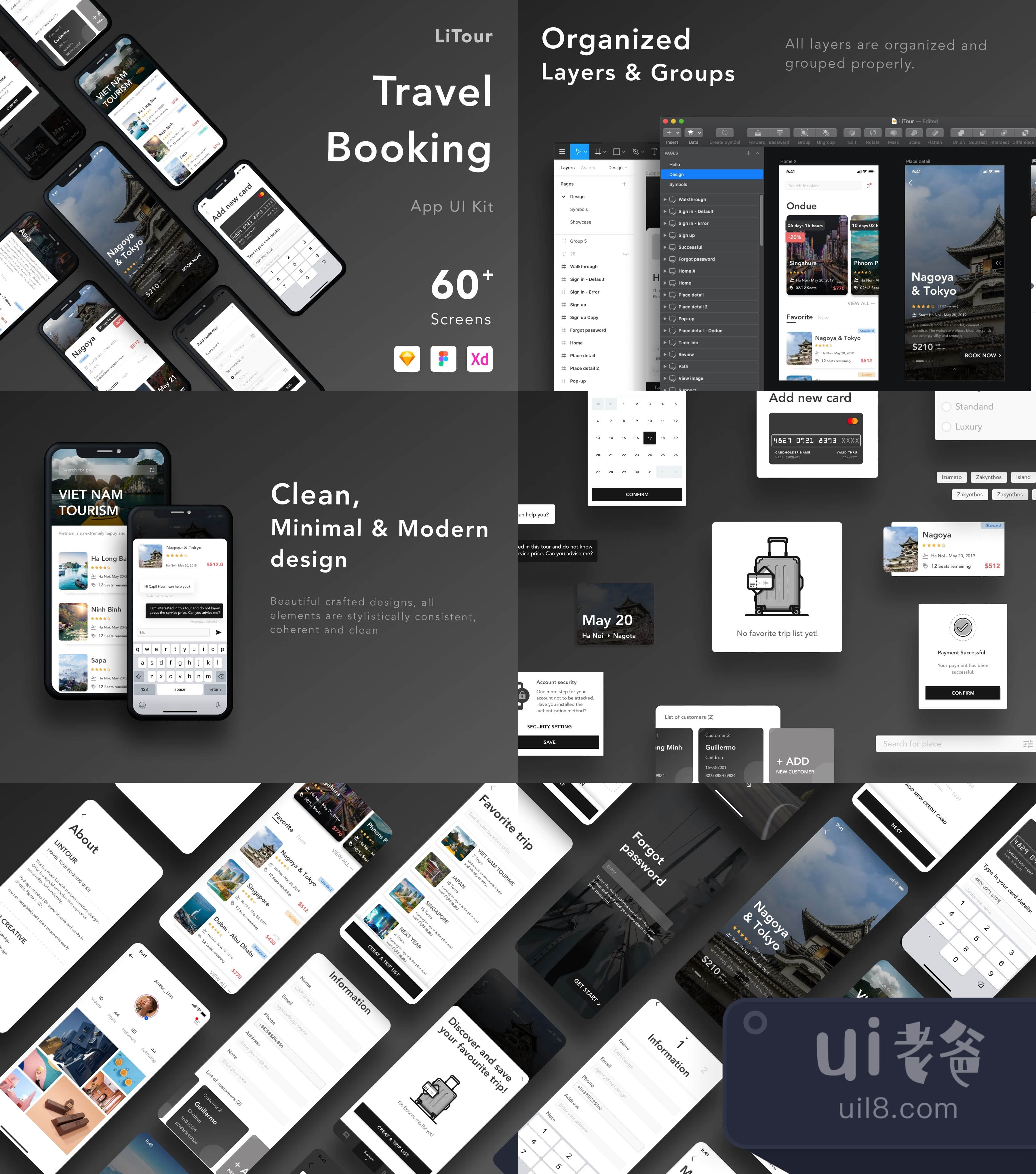 LiTour - 旅游预订应用UI套件 (LiTour - Travel Booking App U插图