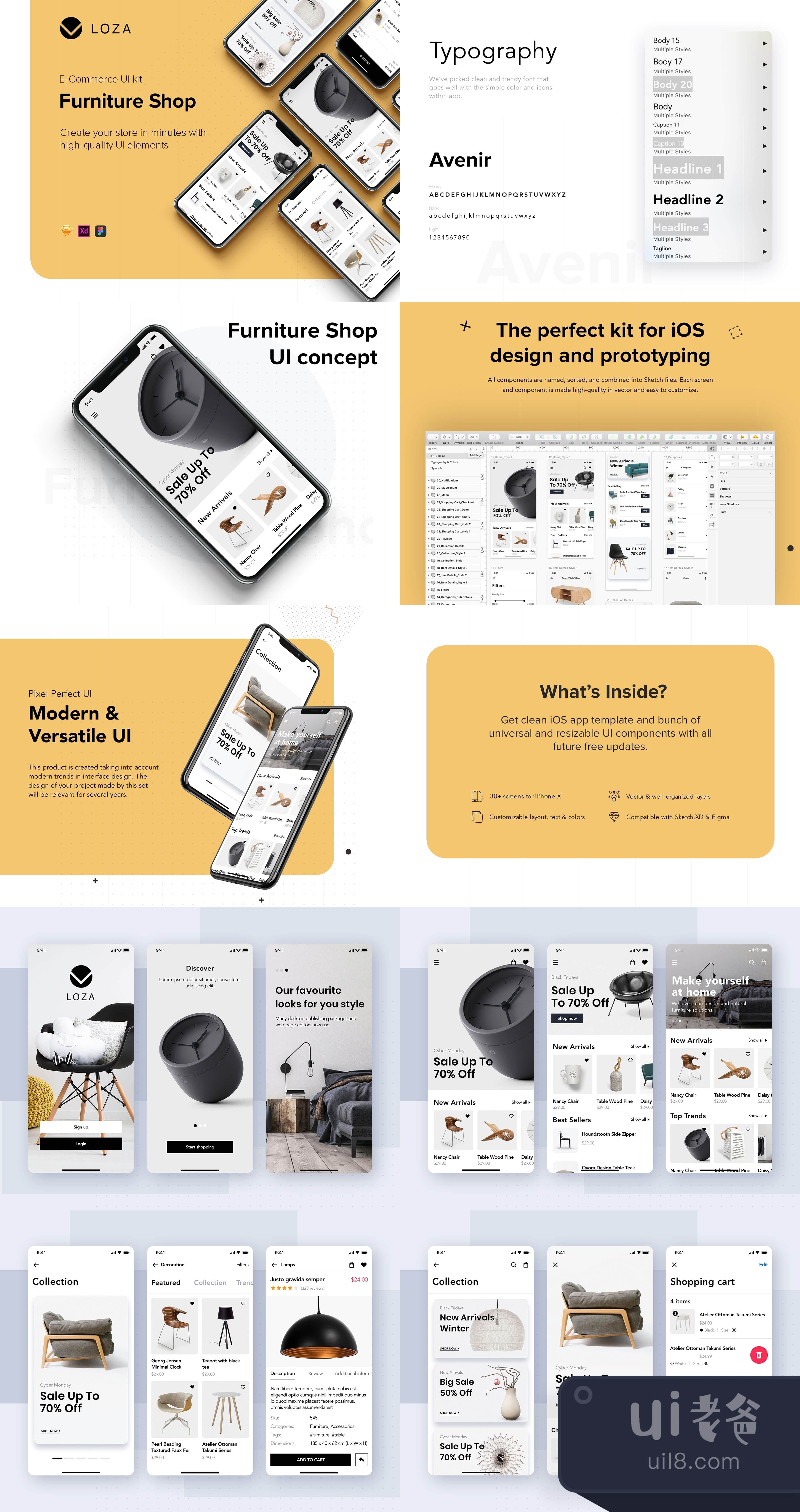 Loza - 家具店应用UI Kit (Loza - Furniture Shop App UI K插图1