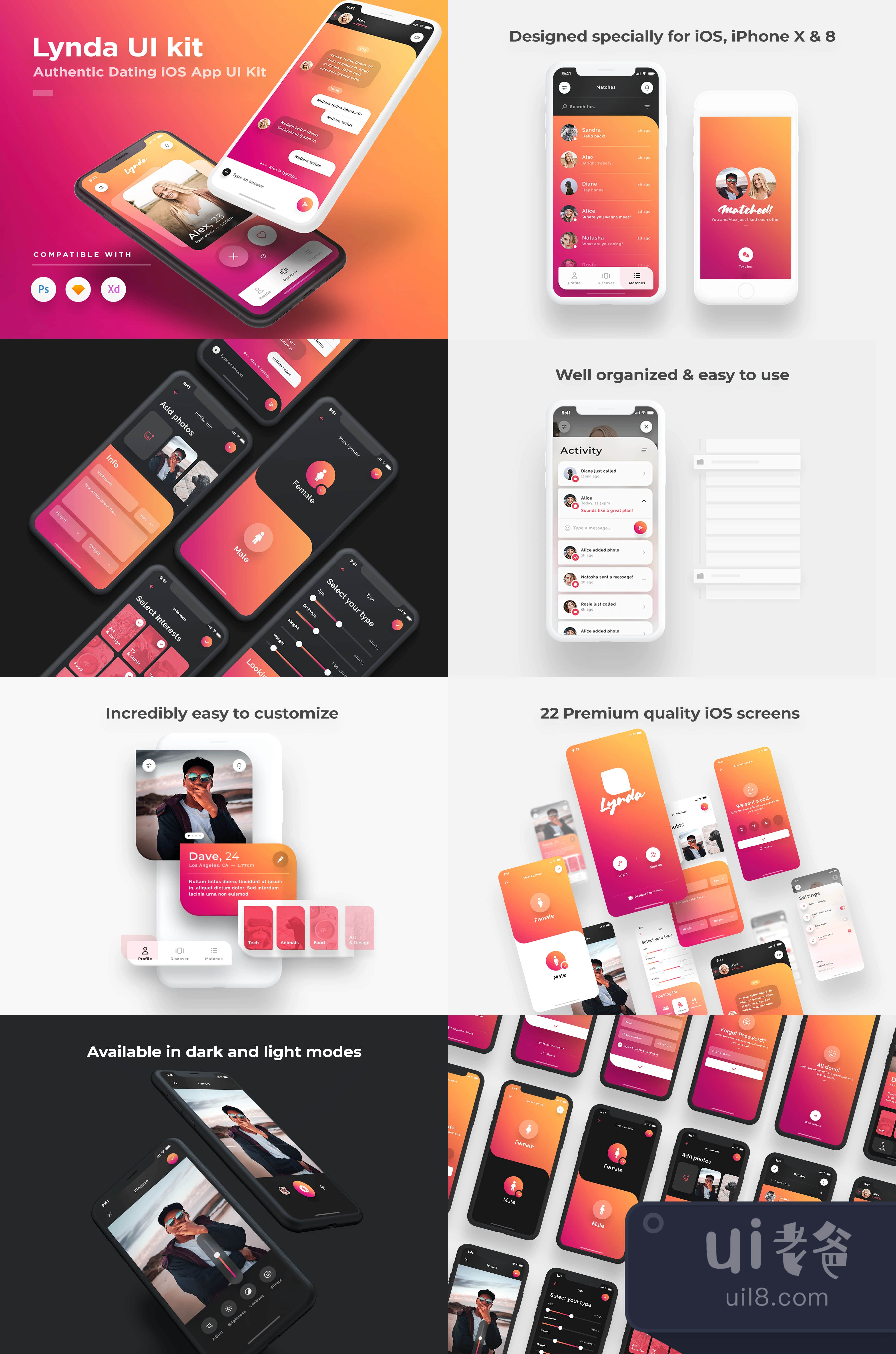 Lynda Dating iOS UI Kit (Lynda Dating iOS UI Kit)插图1