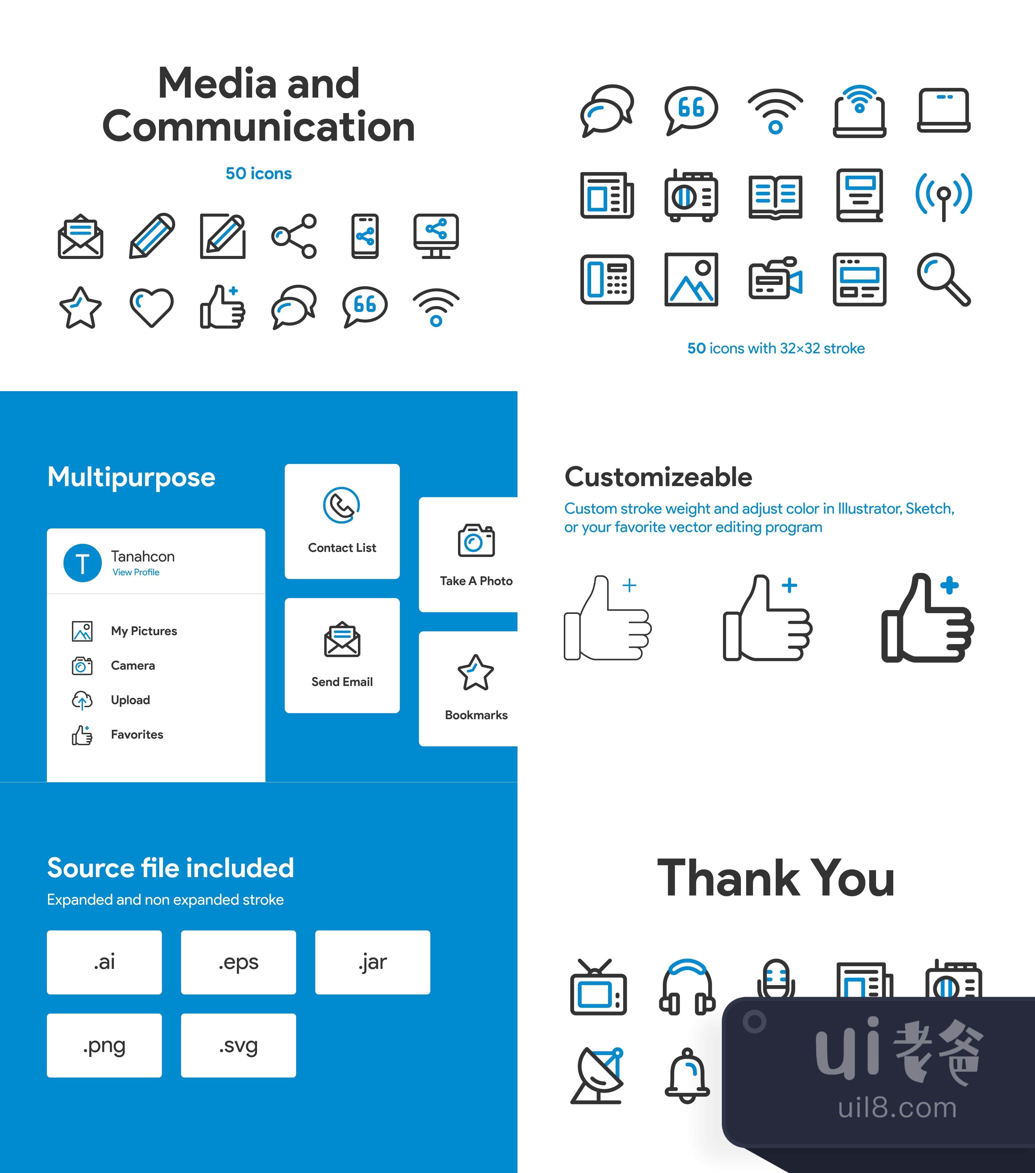 媒体和通信图标集 (Media and Communication Icon Set)插图