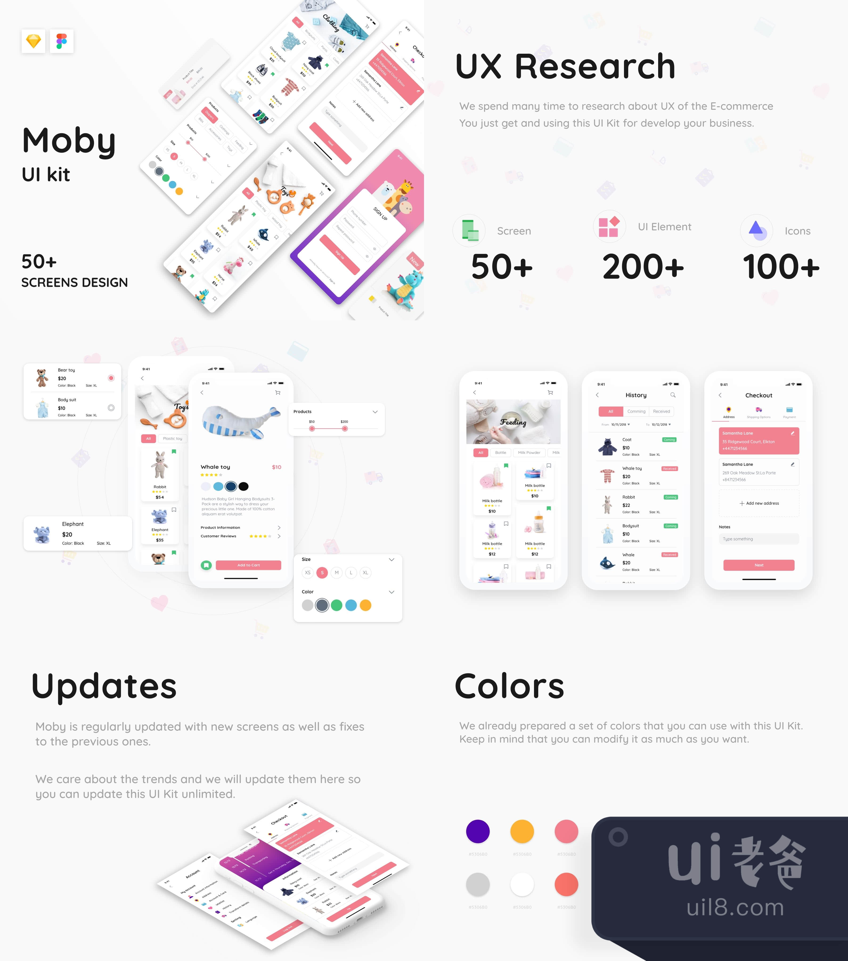 Moby电子商务应用Ui工具包 (Moby E-commerce App Ui Kit)插图1