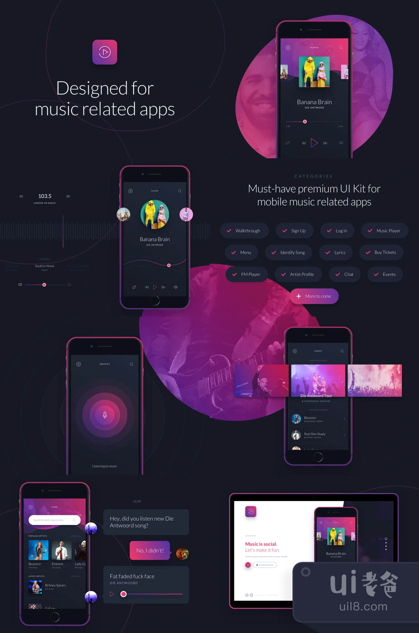 音乐用户界面iOS套件 (Music UI iOS Kit)插图