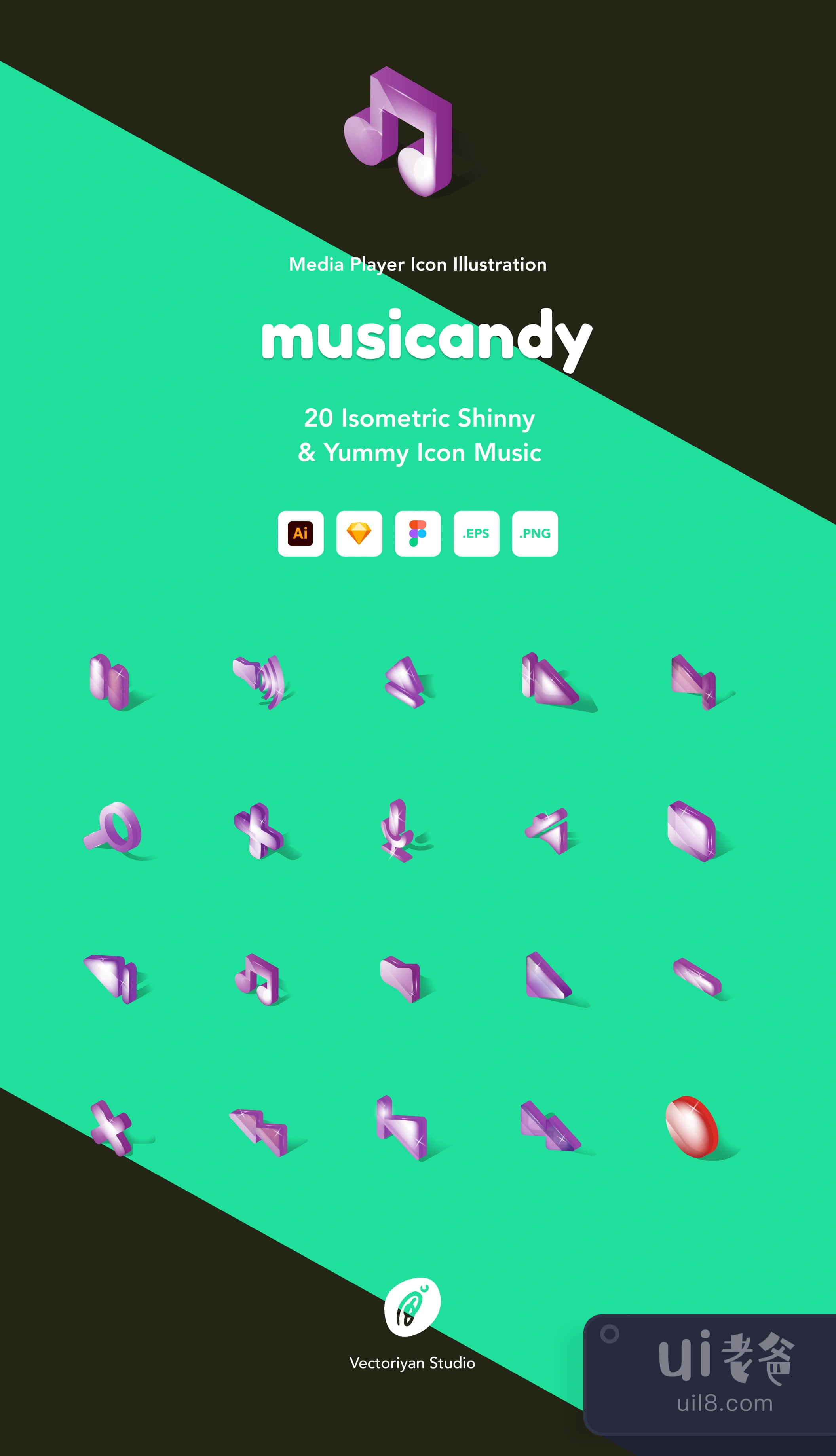 Musicandy 30个媒体播放的图标插图插图