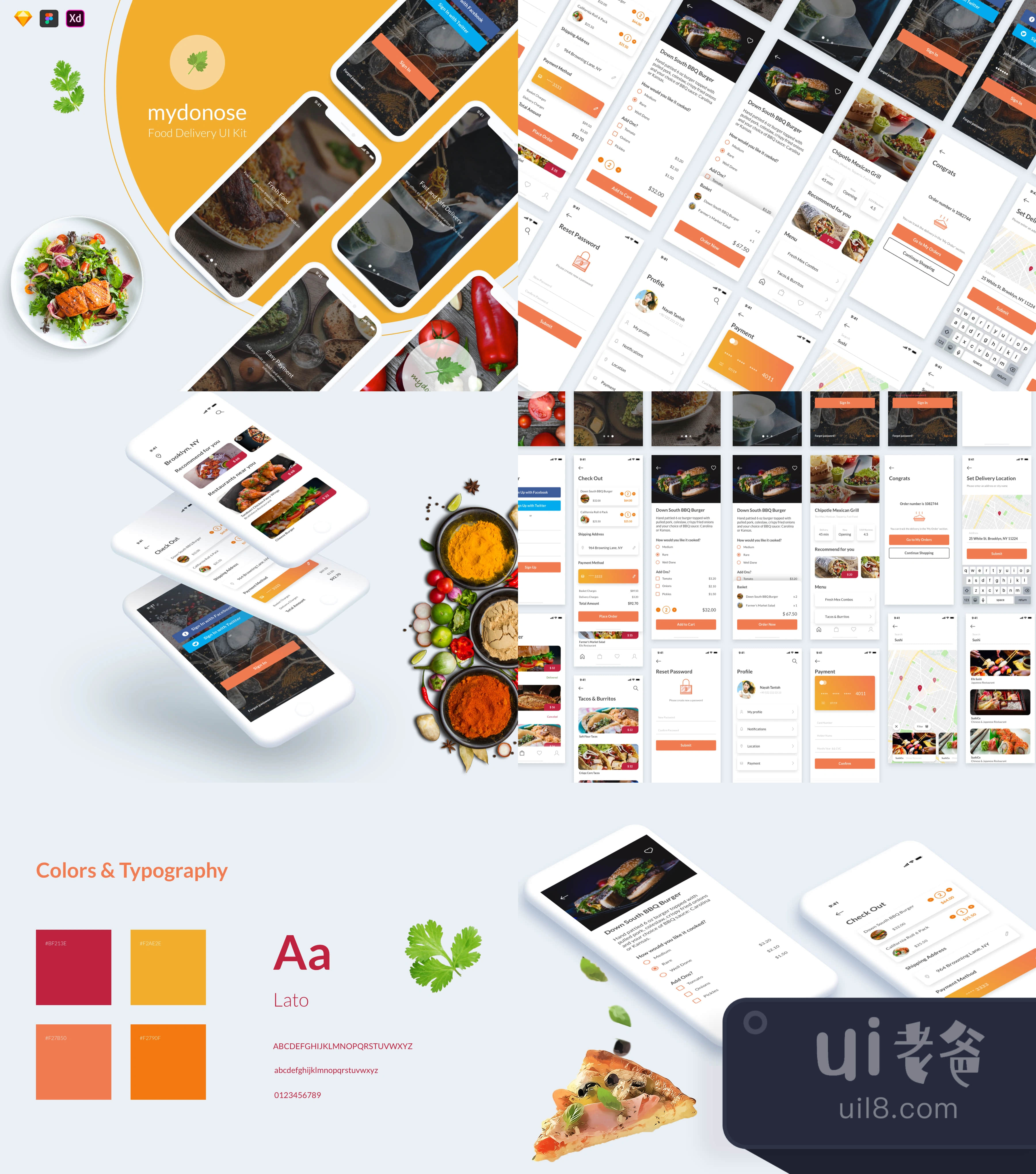 Mydonose食品配送UI套件 (Mydonose Food Delivery UI Kit)插图1