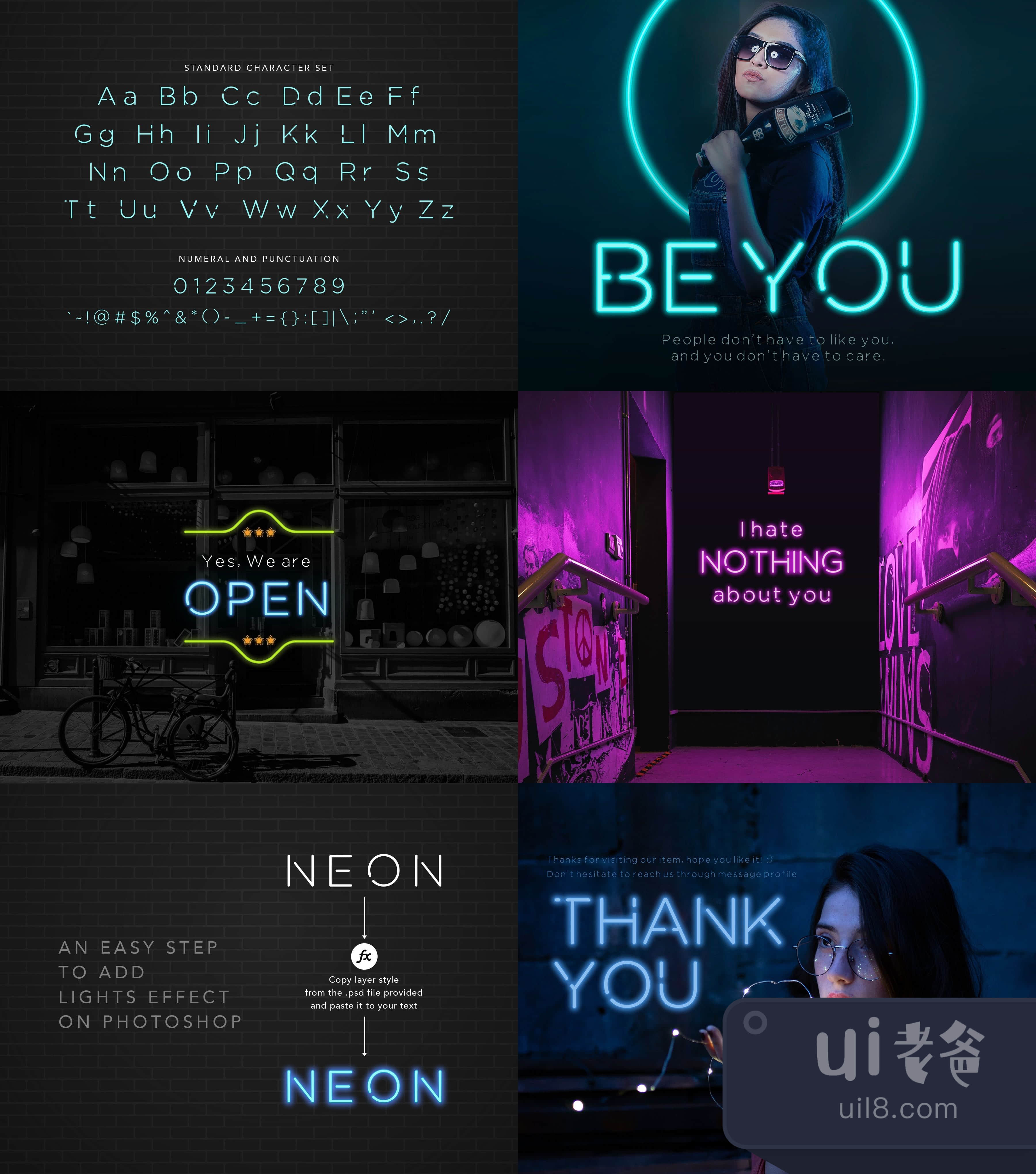 Neon Desmon - 霓虹灯字体 (Neon Desmon - Neon Light Font插图1