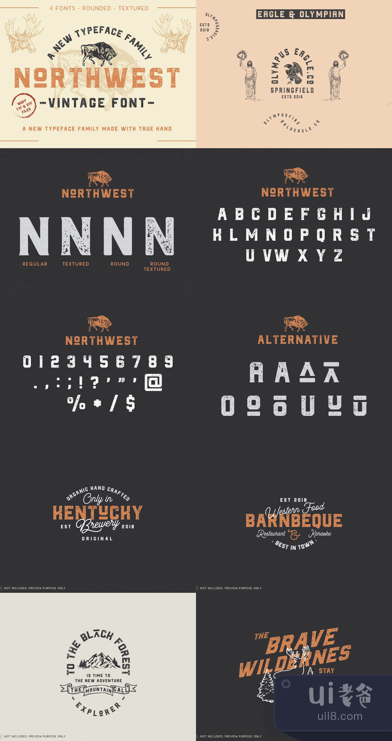 西北复古字体系列 (Northwest Vintage Typeface Family)插图