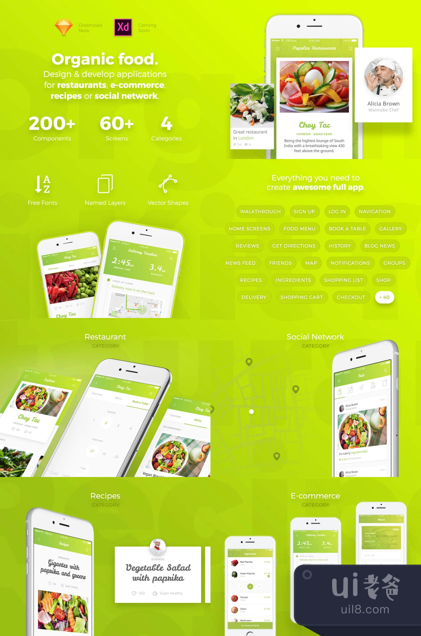 有机食品用户界面套件 (Organic Food UI Kit)插图