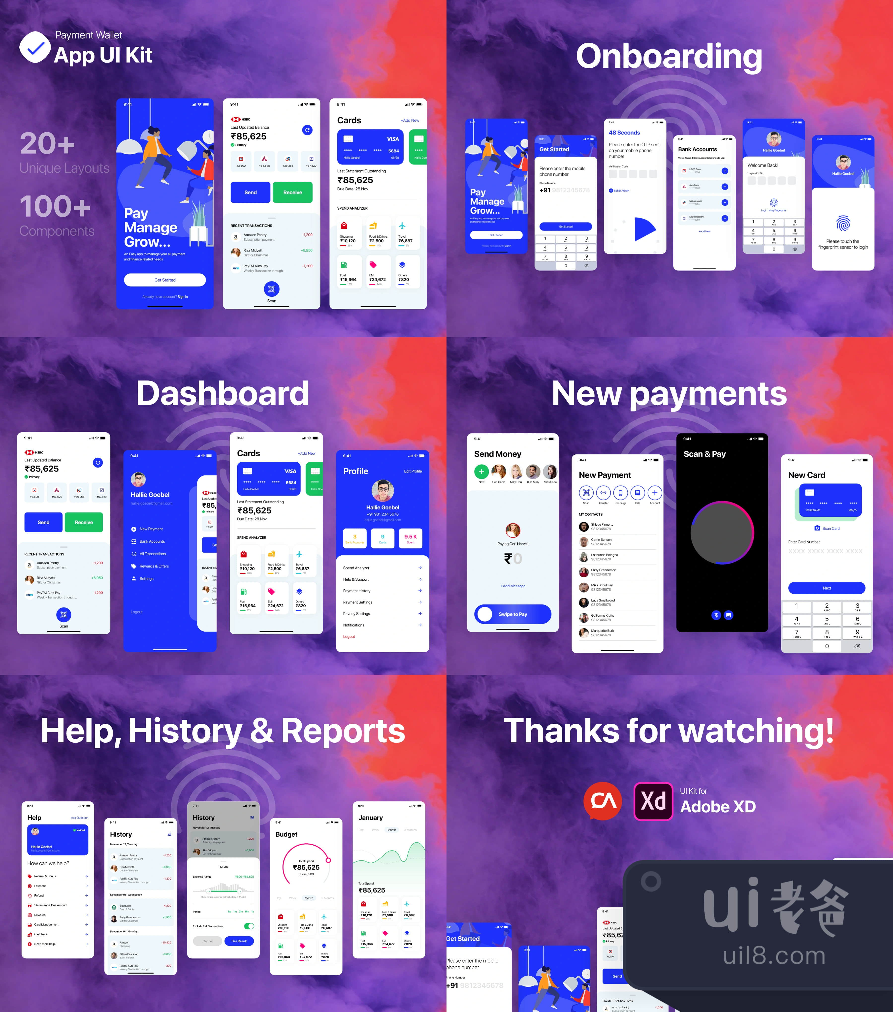 支付钱包应用程序UI套件 (Payment Wallet App UI Kit)插图