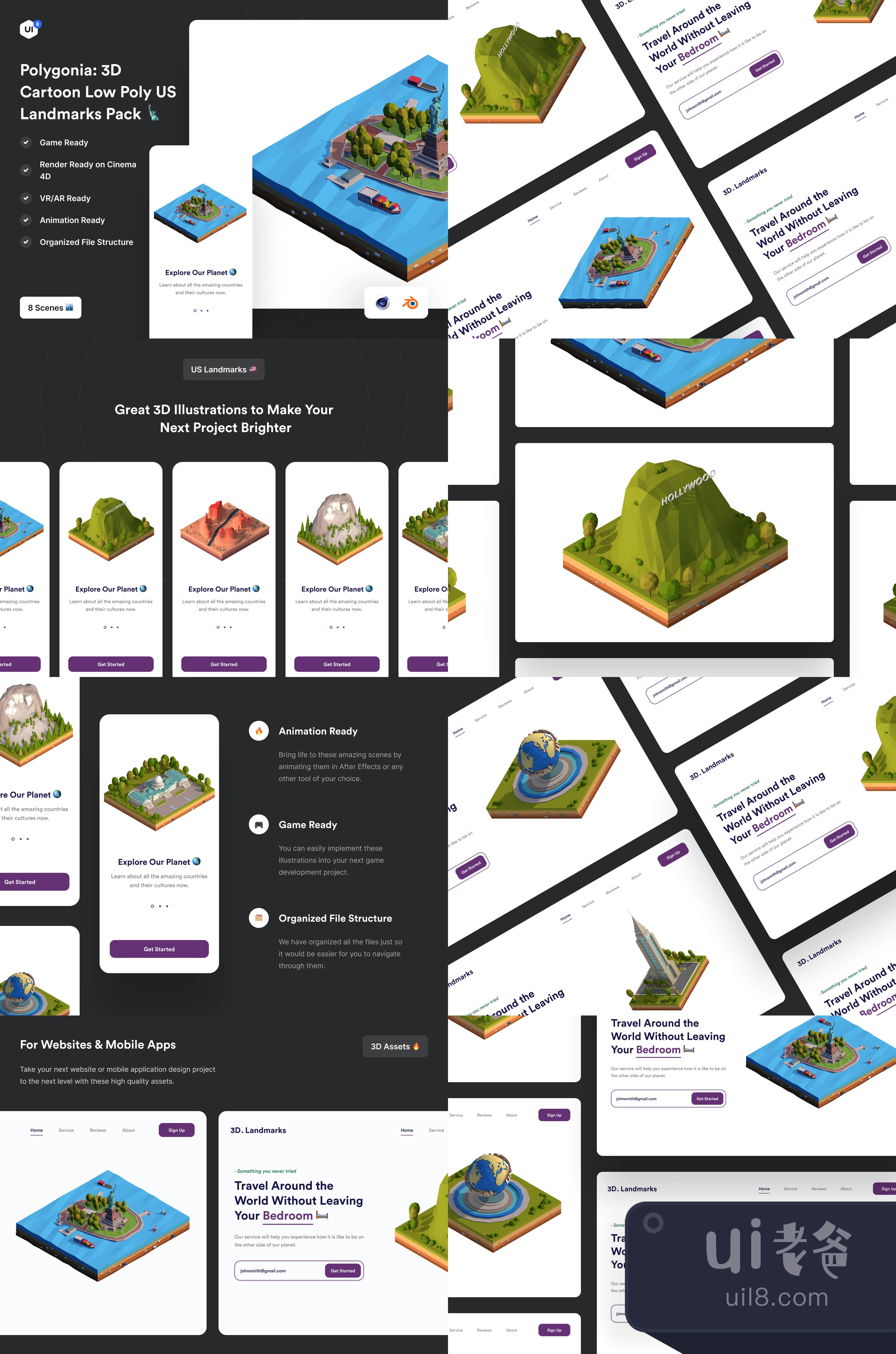 Polygonia 3D 地标建筑图插图