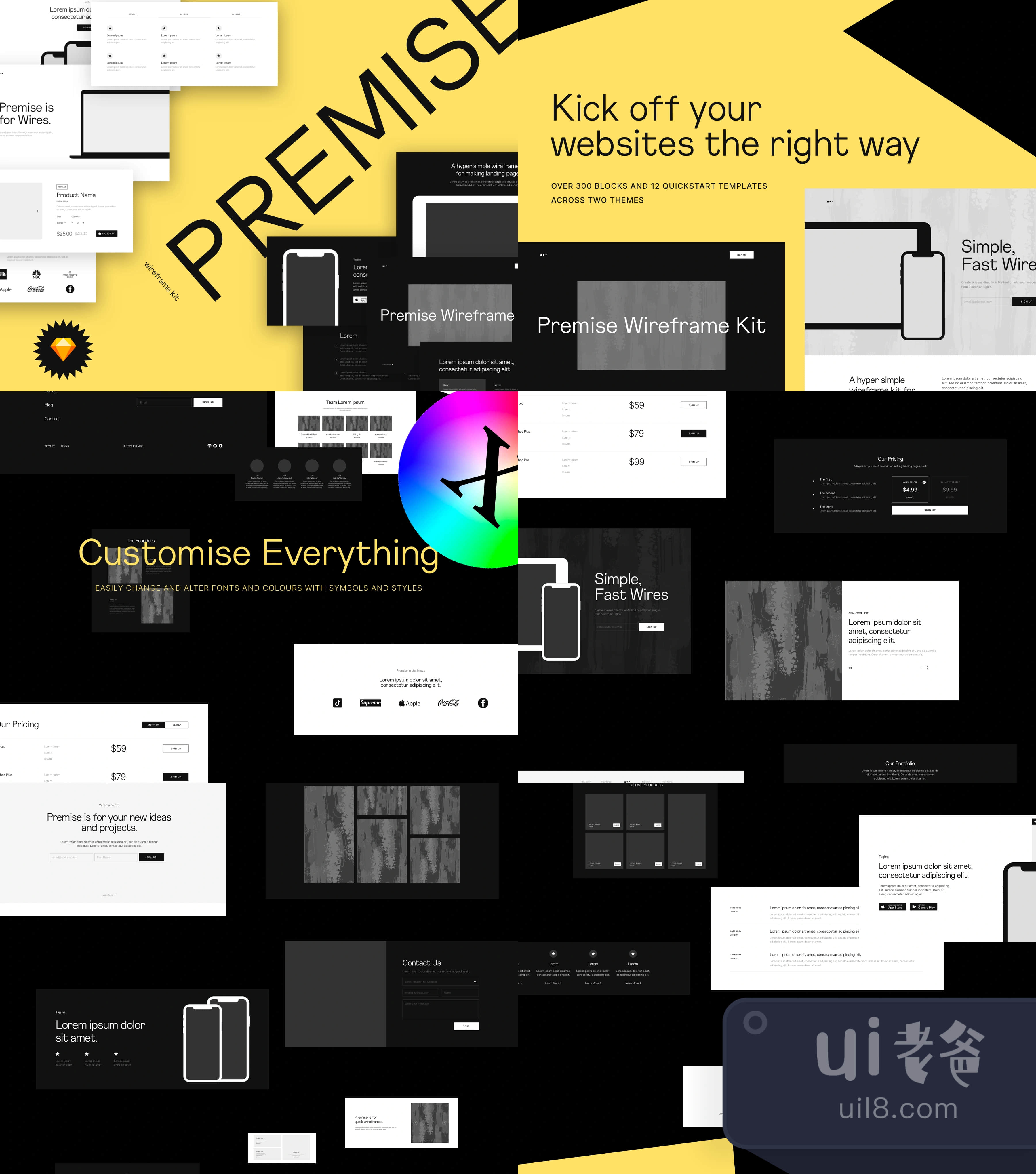 Premise - 网站和登陆页面线框工具包 - (Premise - Website and La插图1