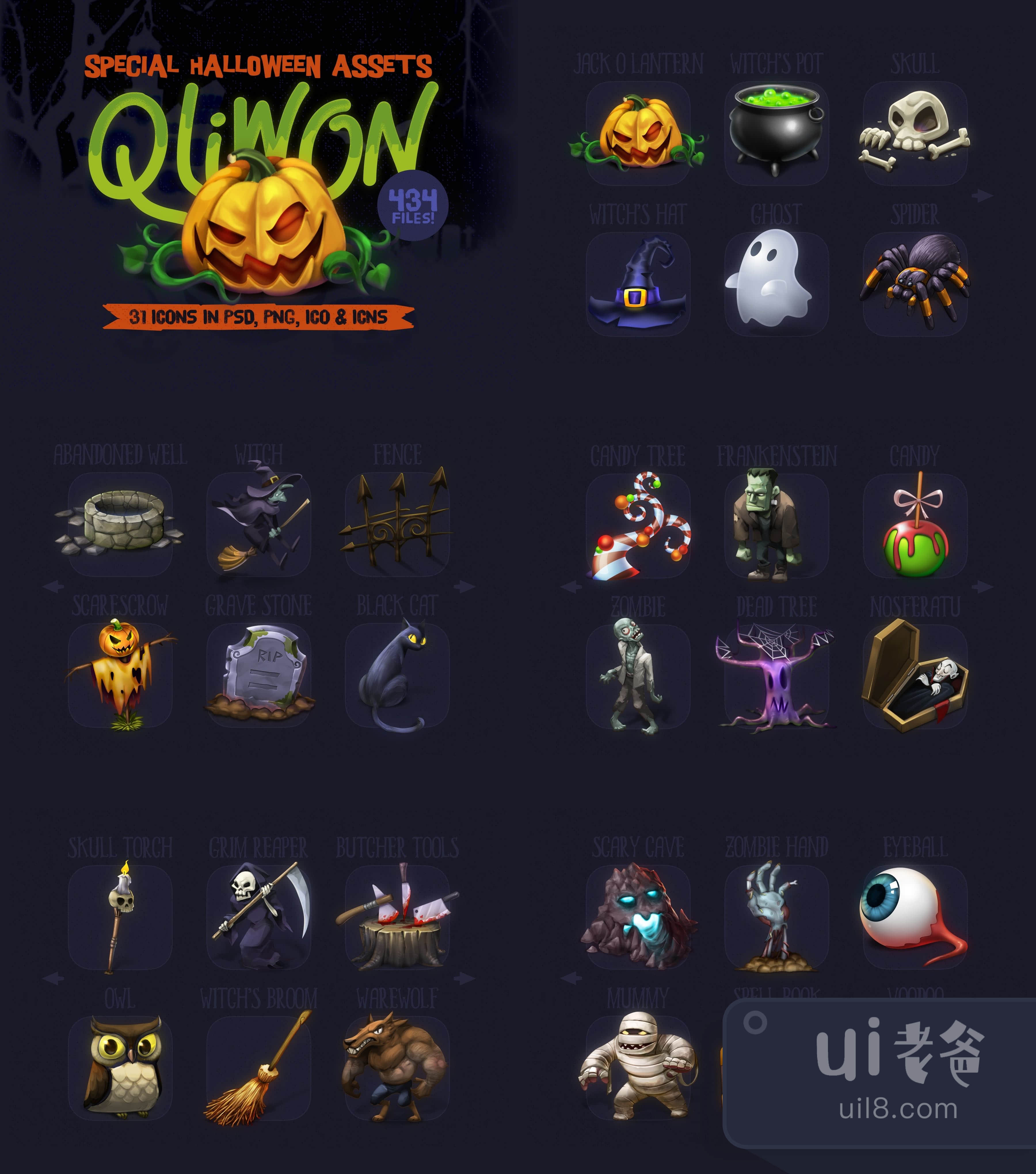 QLIWON - 万圣节图标集 (QLIWON – Halloween Icon Set)插图1