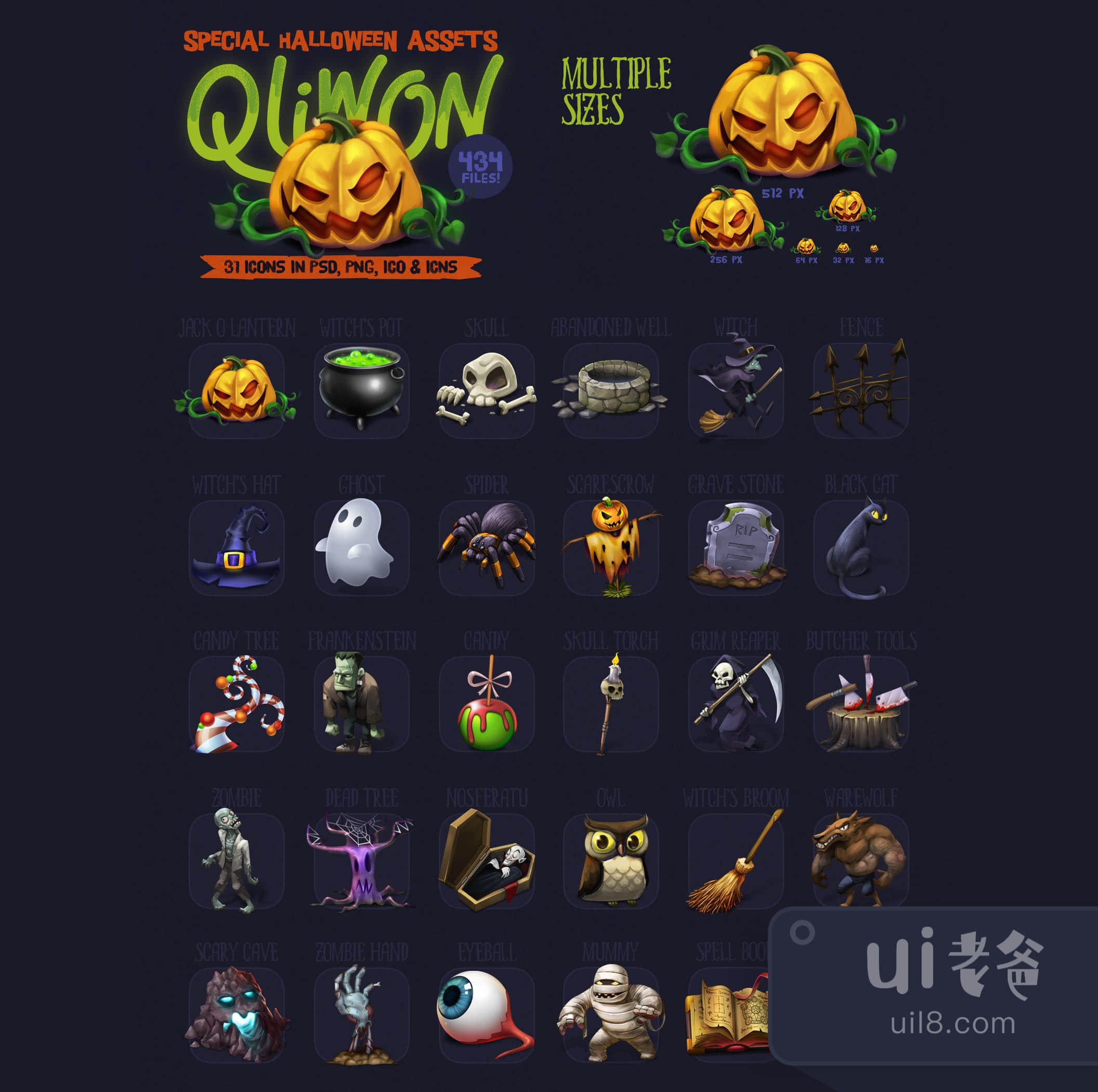 QLIWON - 万圣节图标集 (QLIWON – Halloween Icon Set)插图