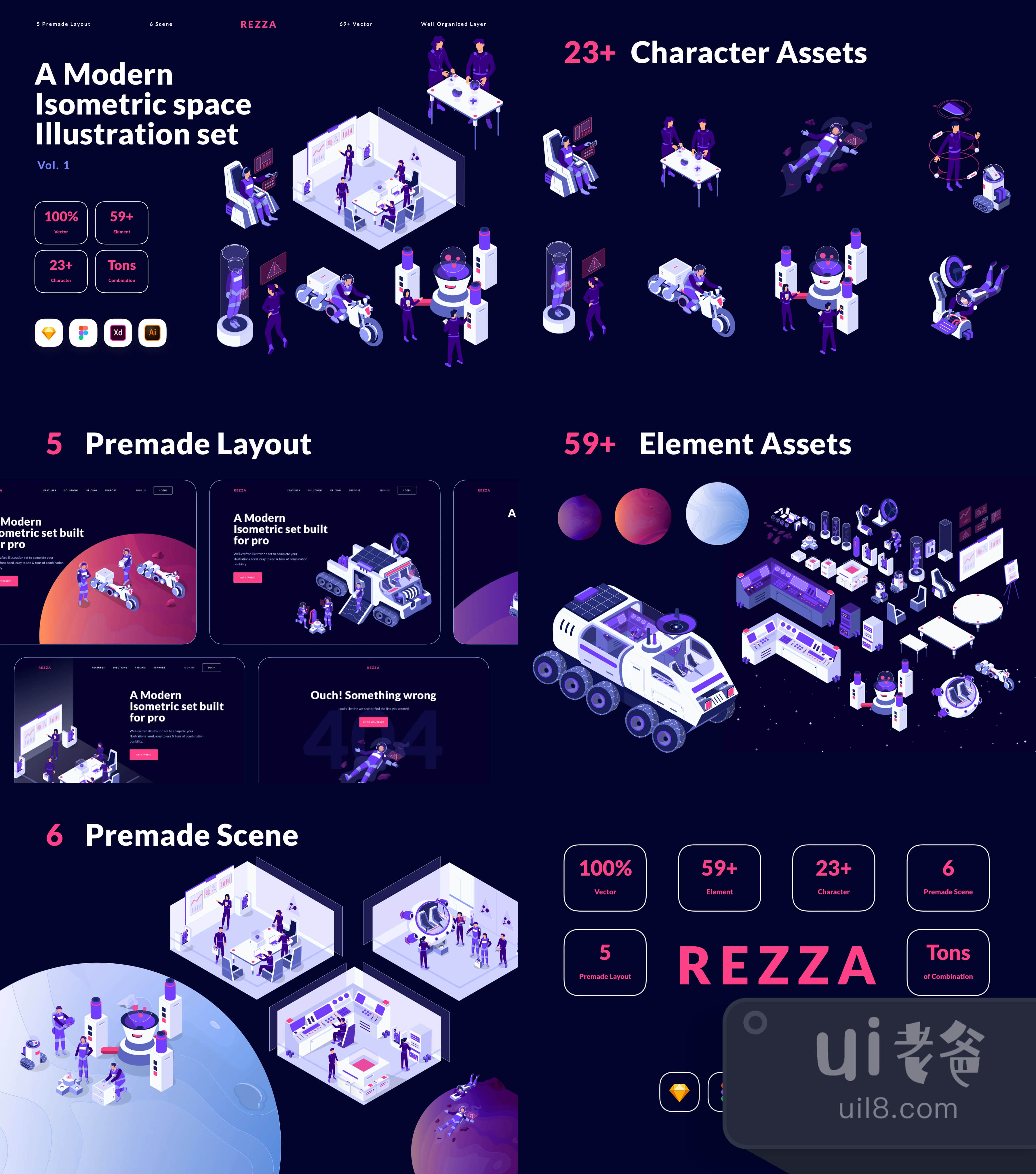 Rezza - 等距空间插图集 (Rezza - Isometric Space illustrat插图1