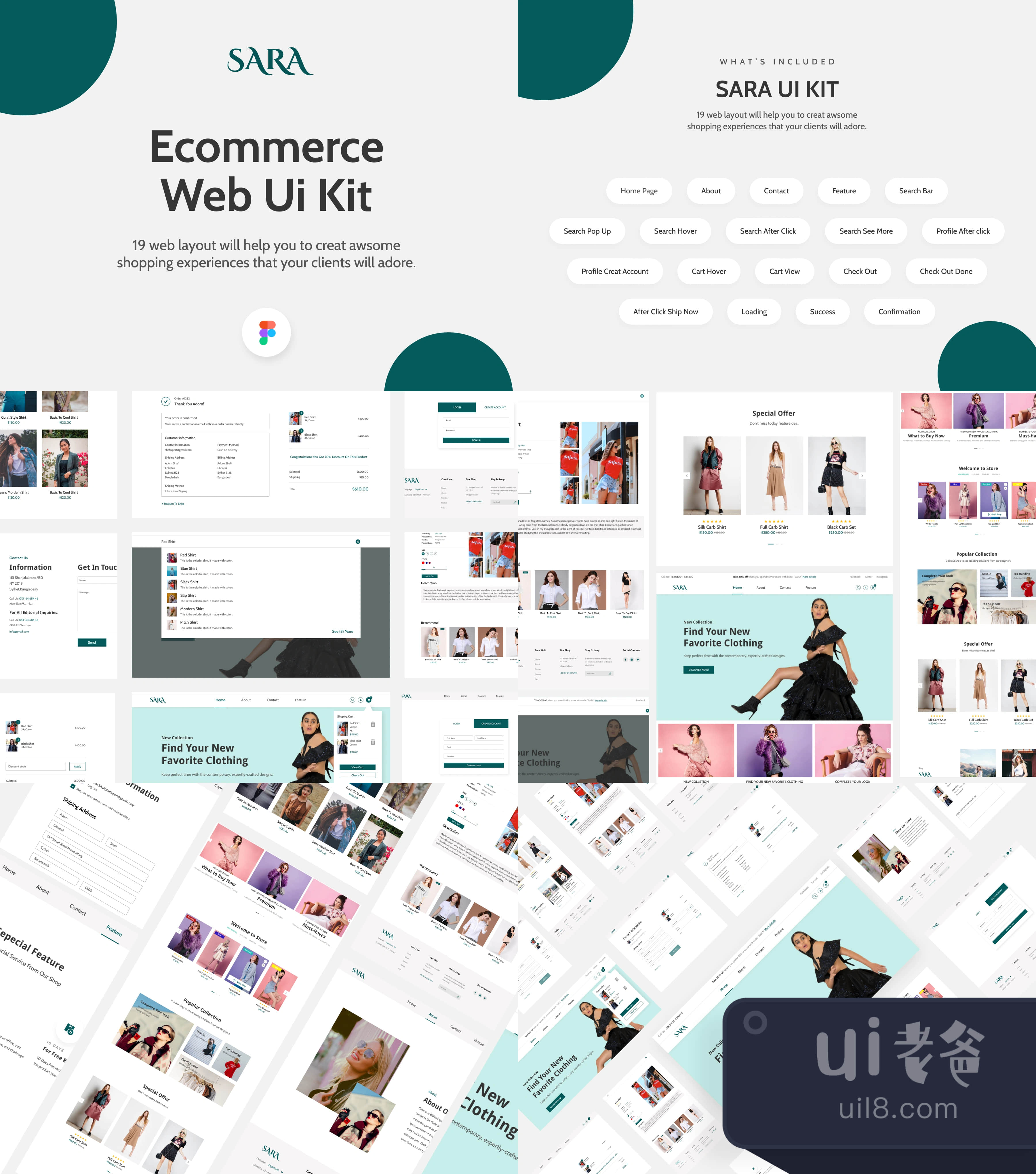 SARA电子商务网站UI工具包 (SARA E-commerce Web Ui Kit)插图1