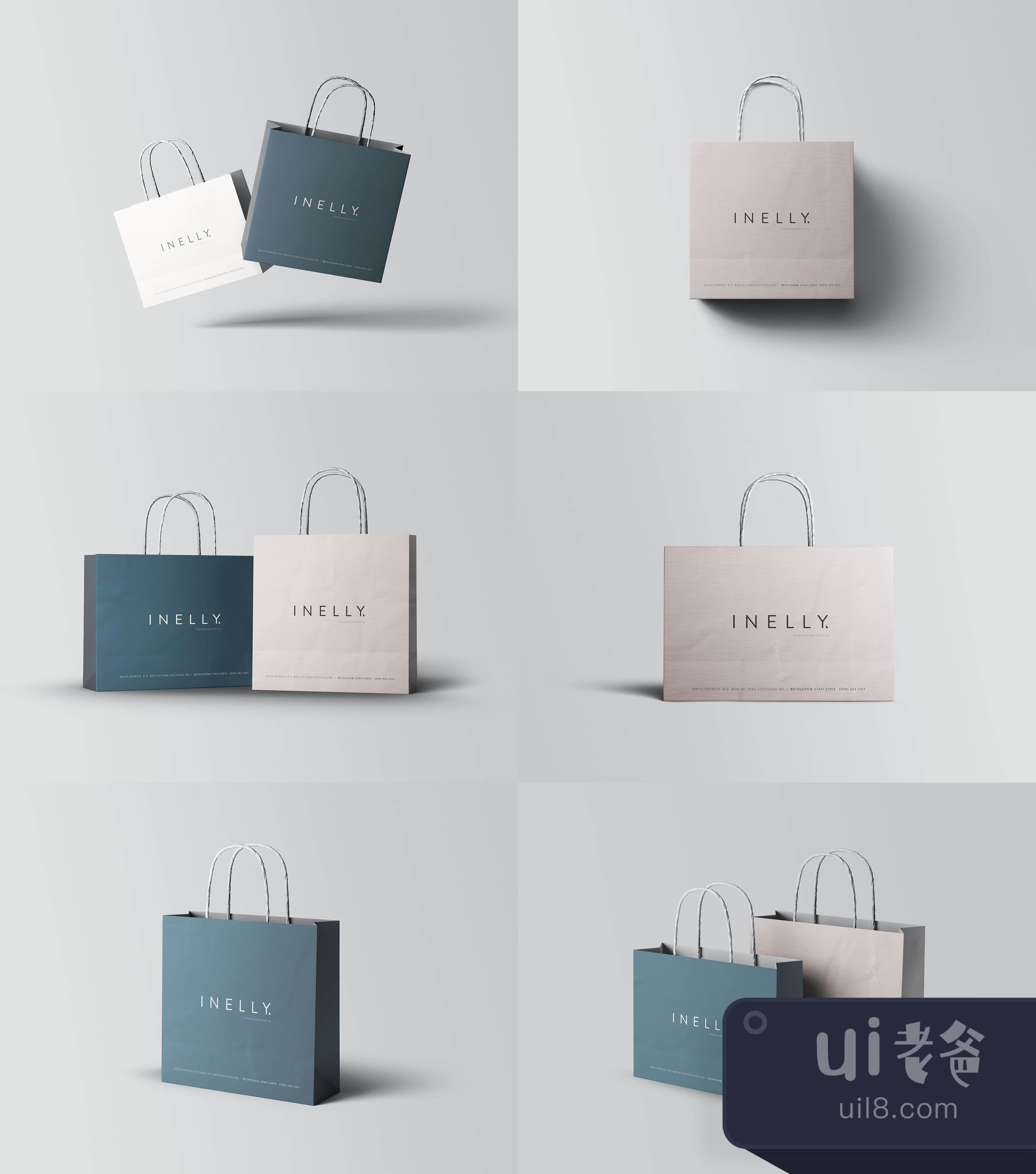 购物袋（纸质）模型 (Shopping Bag (Paper) Mockup)插图