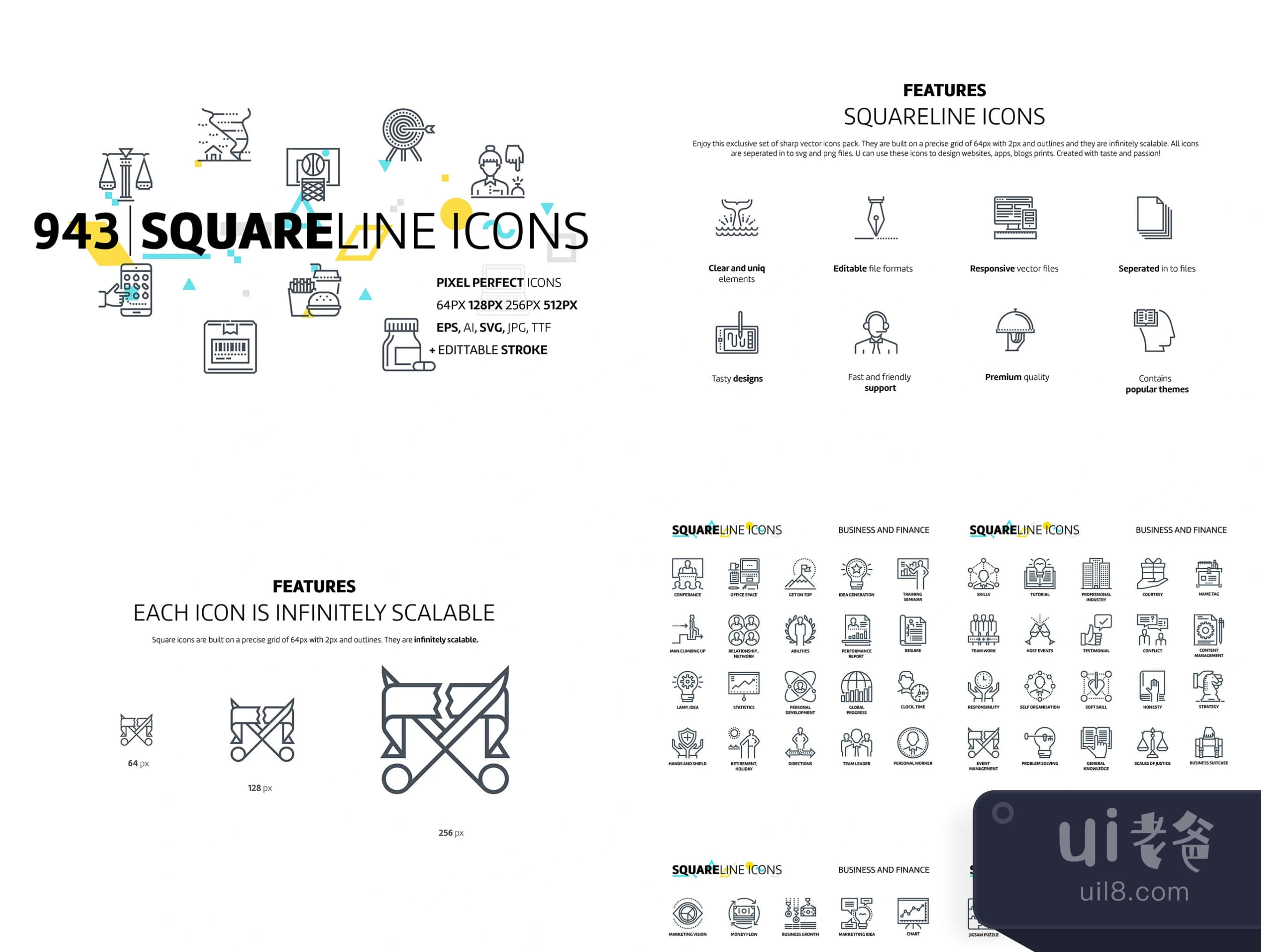 方形线图标 (Squareline Icons)插图1
