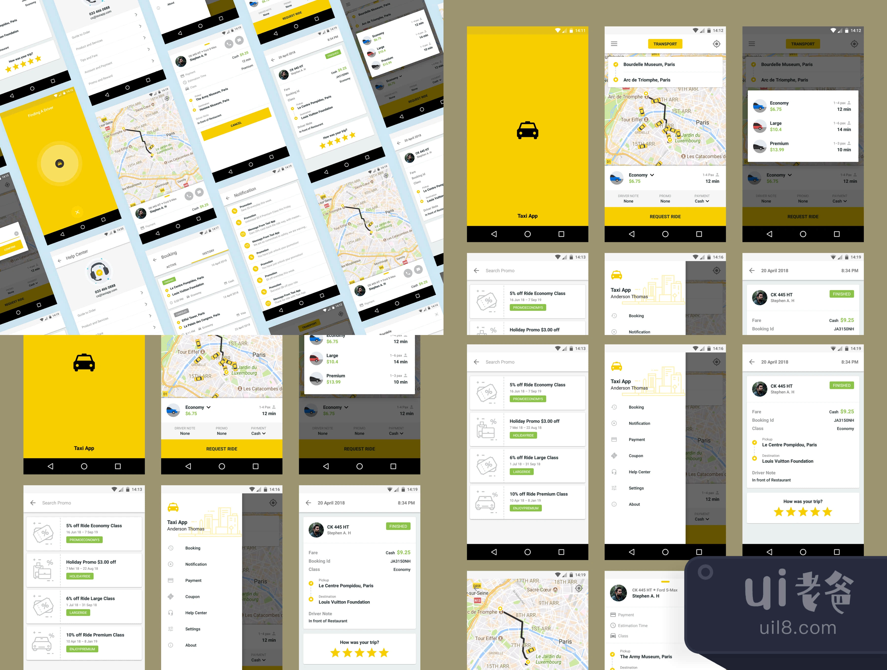 出租车应用程序 - Android UI模板 (Taxi App - Android UI Temp插图