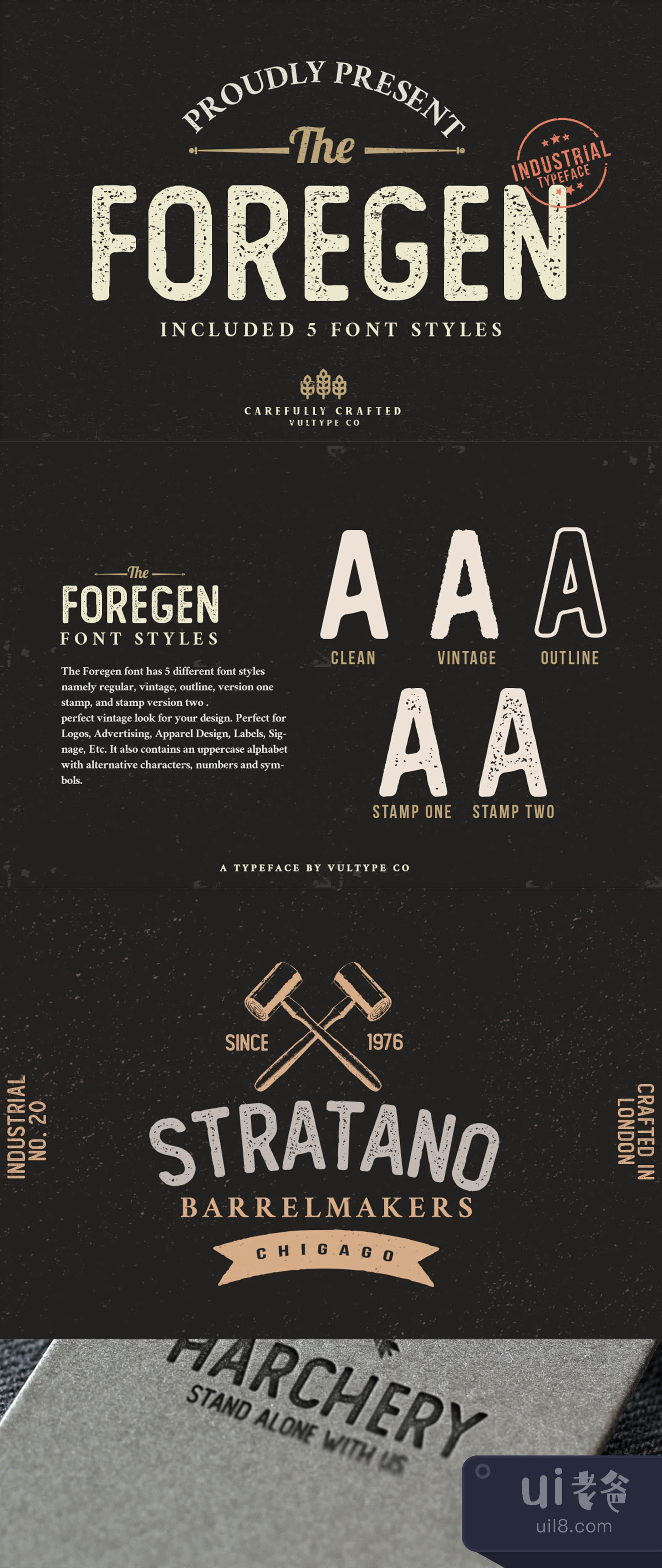 前源复古字体 (The Foregen Vintage Font)插图