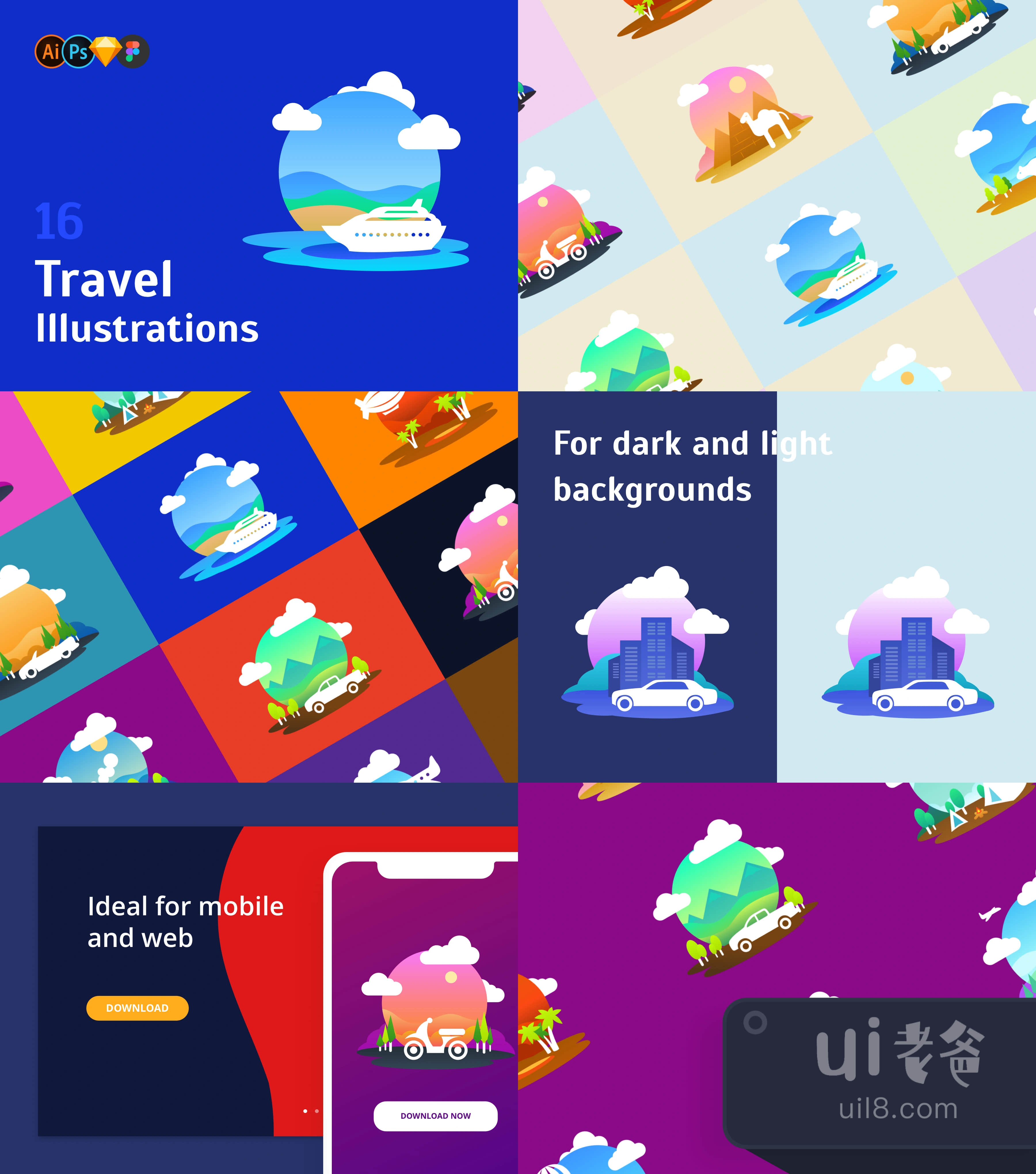 旅行插图集 (Travel Illustration Set)插图1