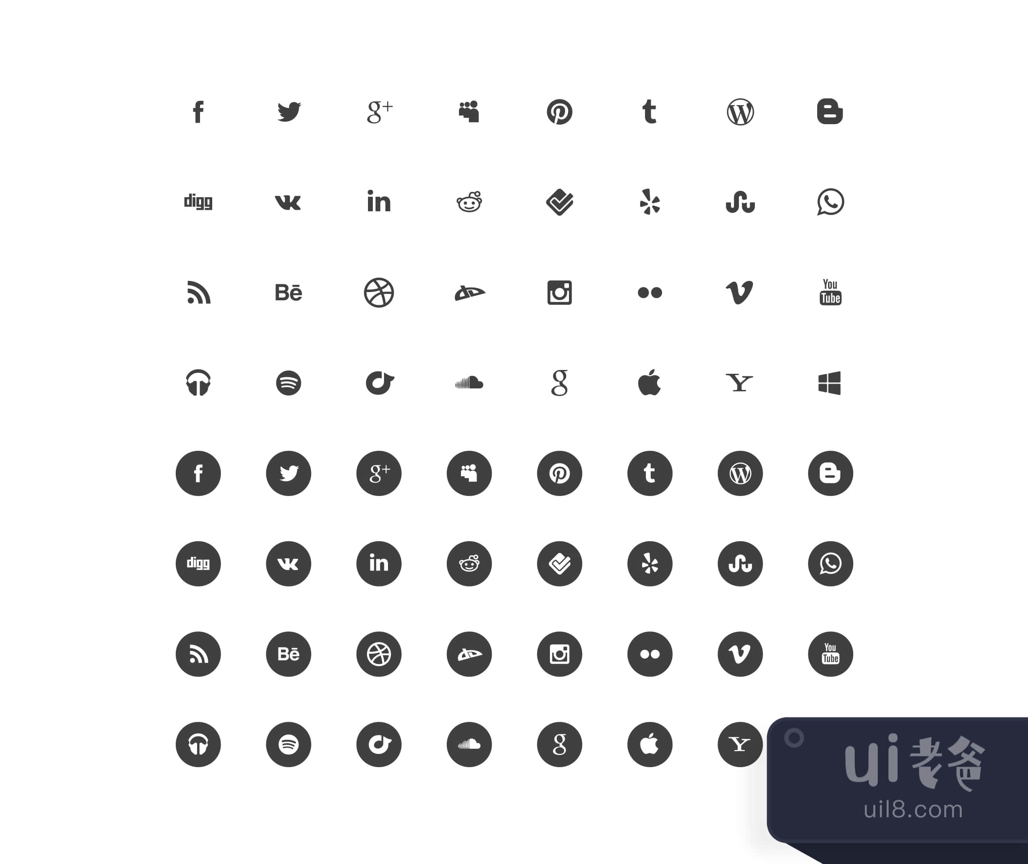 UI图标 - 社会 (UI Icons - Social)插图