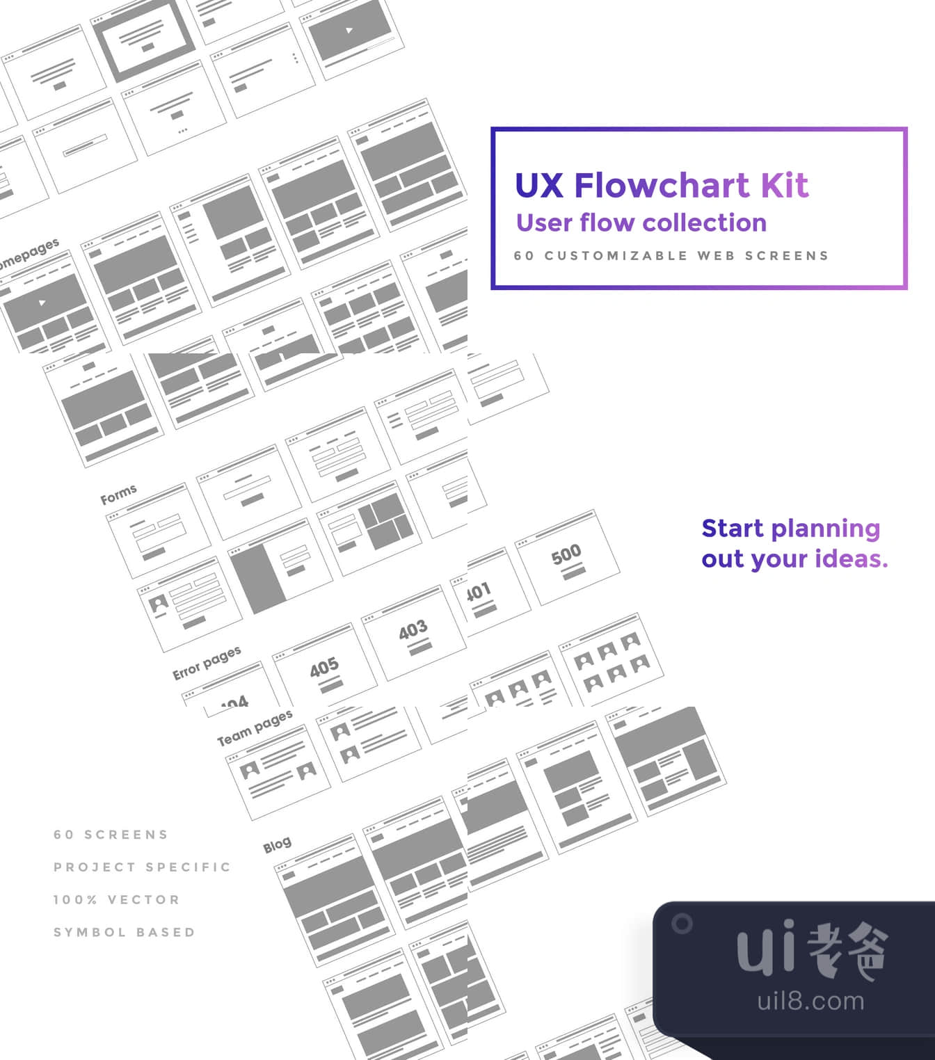用户体验流程图工具包 (UX Flowchart kit)插图1