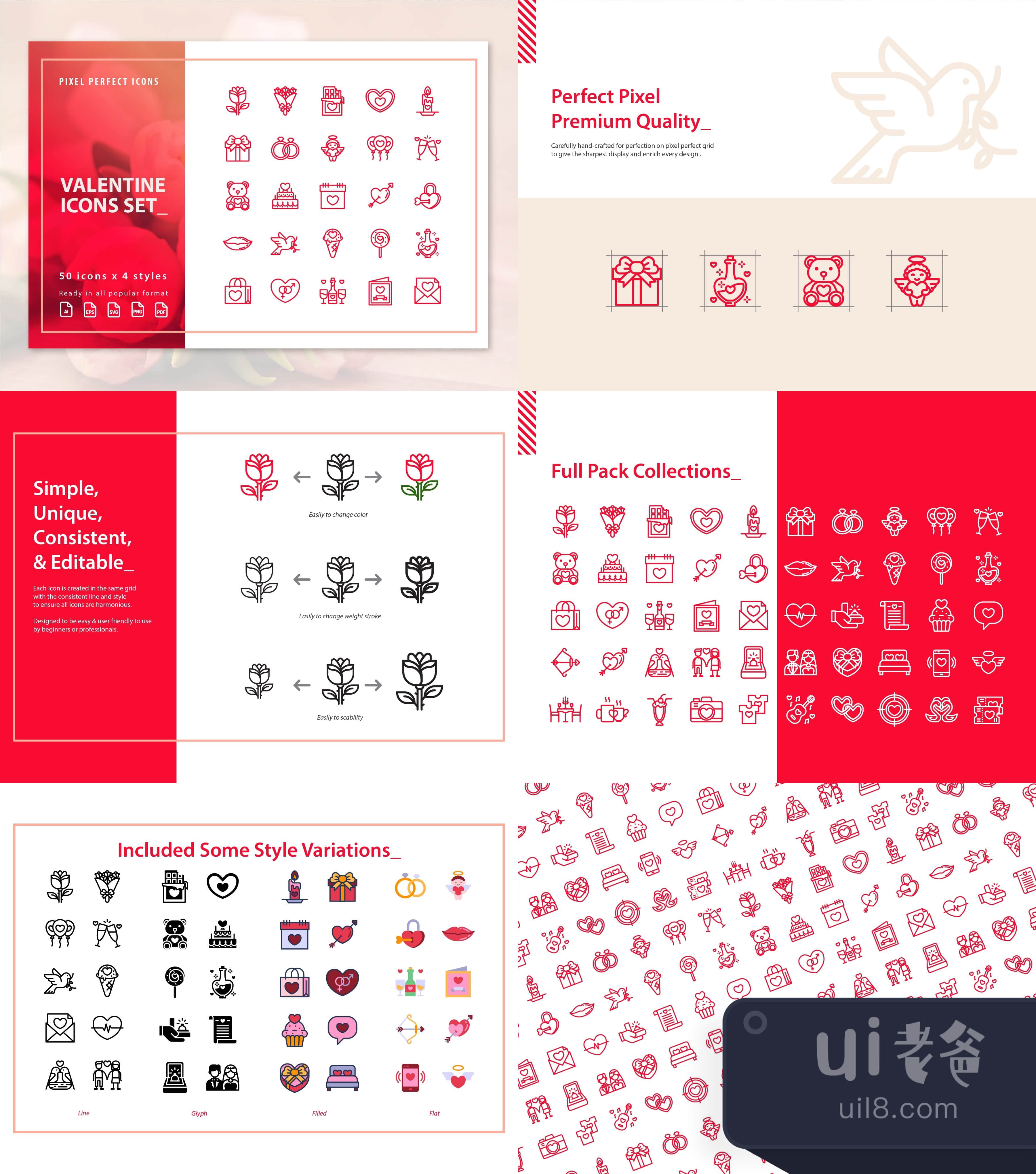 情人节图标集 (Valentine Icons Set)插图1