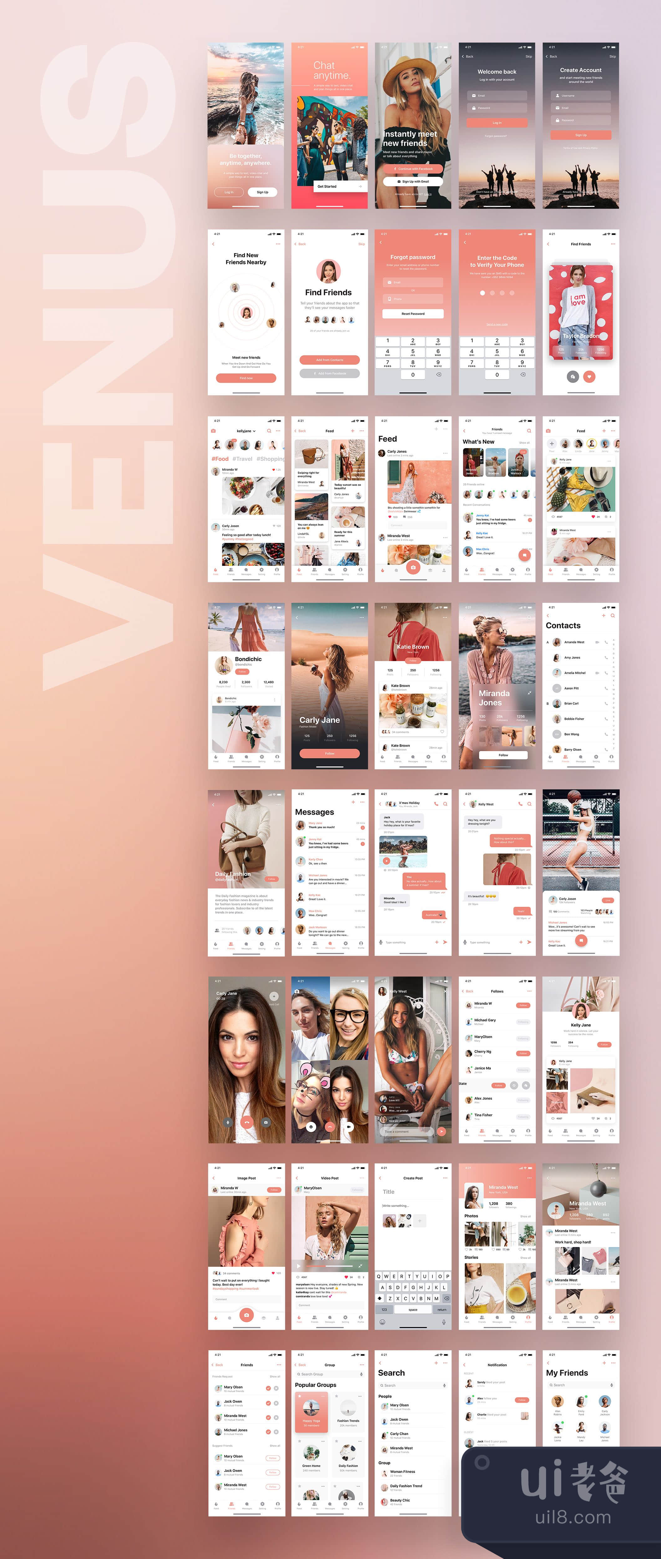维纳斯社会移动UI套件 (Venus Social Mobile UI Kit)插图