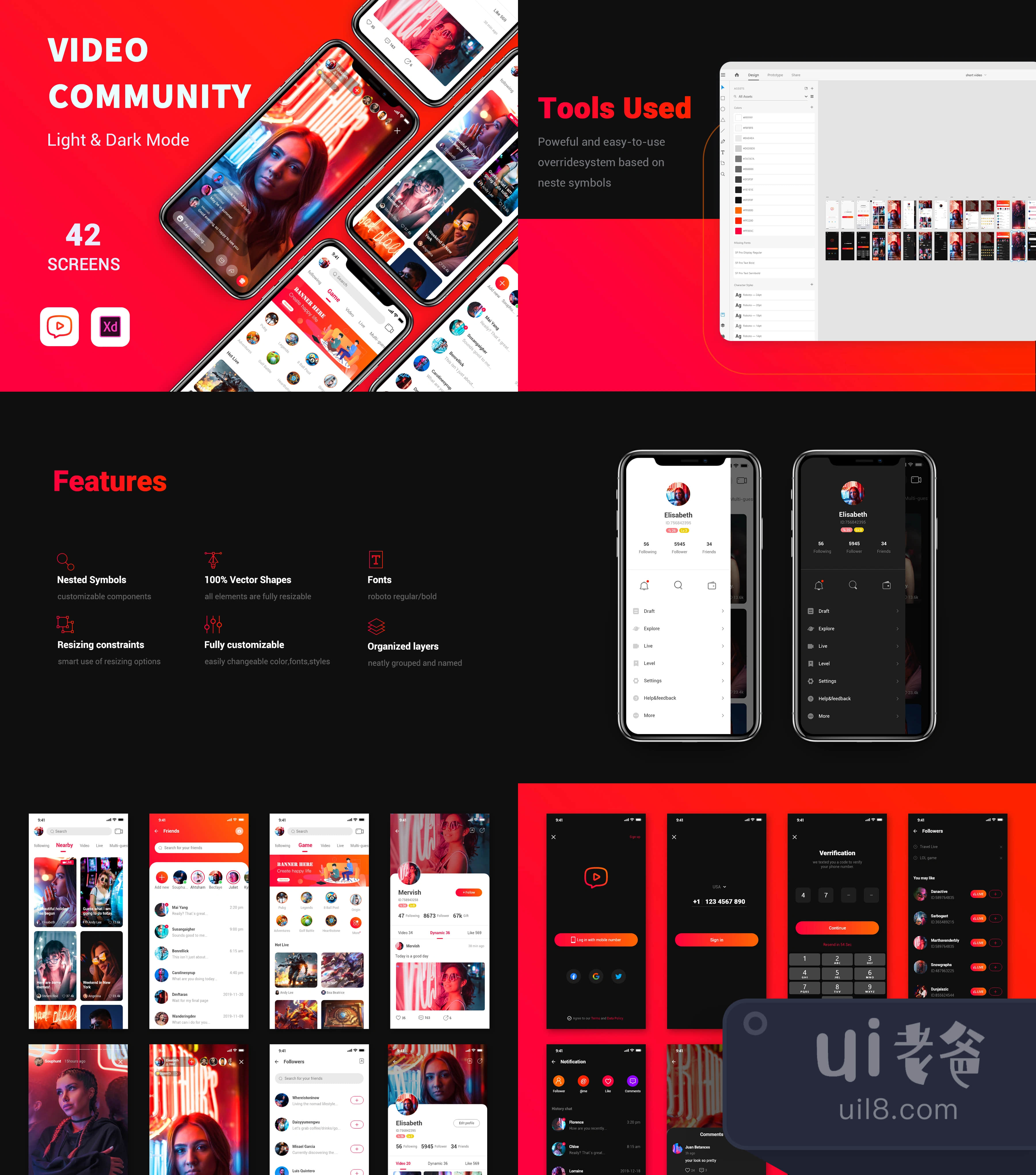 视频社区App Ui工具包 (Video community App Ui Kit)插图