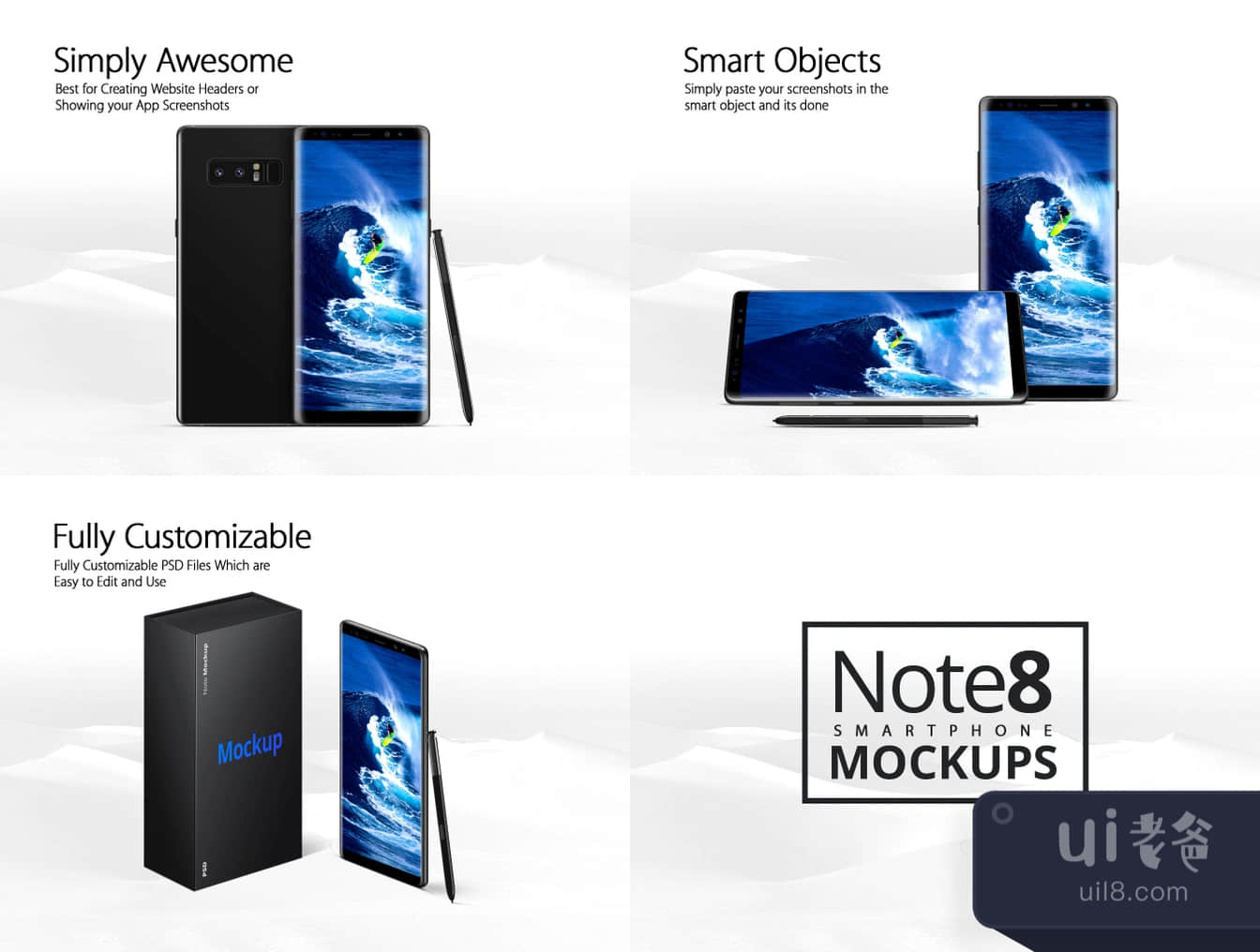 YDLabs Note8模拟图 (YDLabs Note8 Mockups)插图