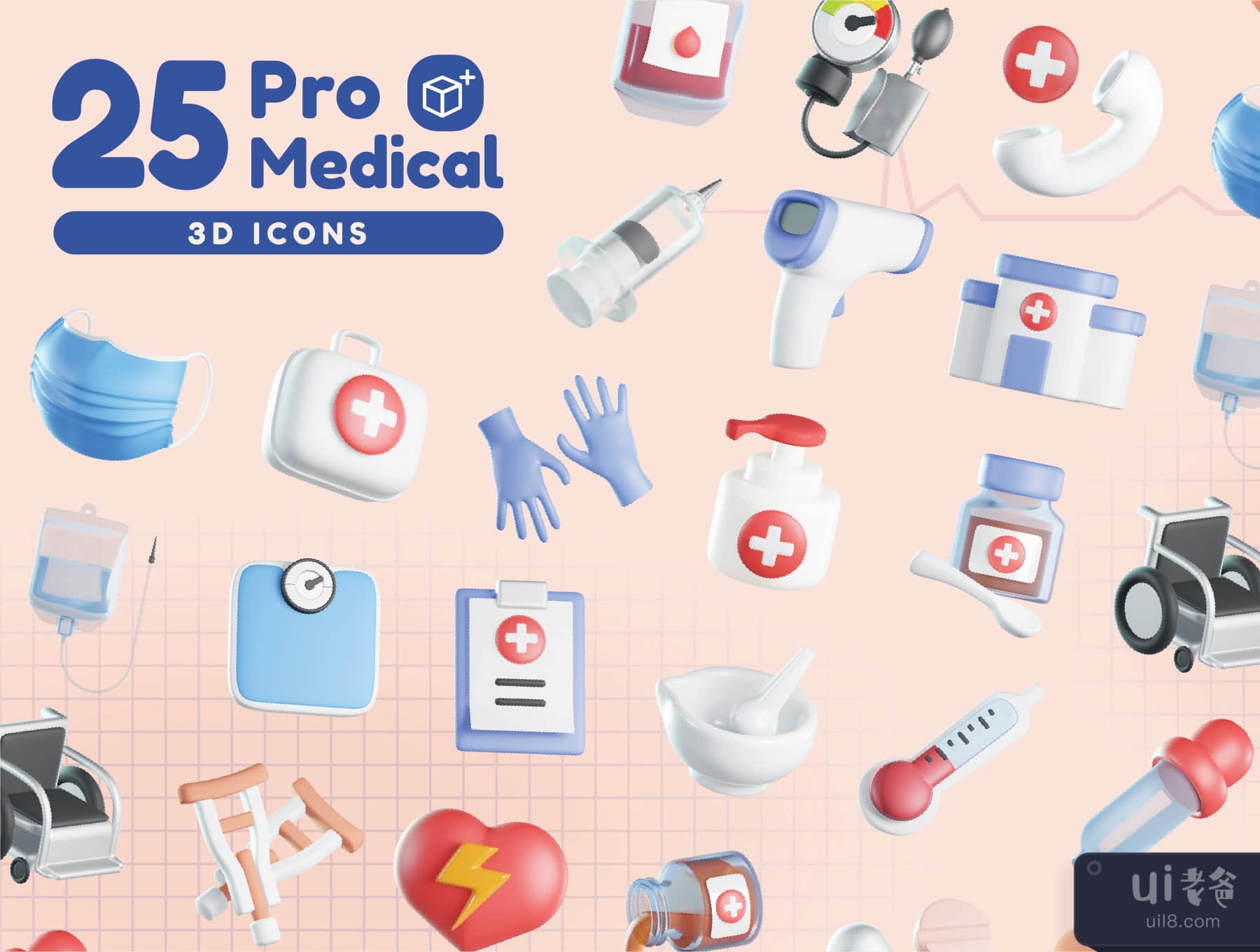 专业医疗3D图标 (Pro Medical 3D Icons)插图4