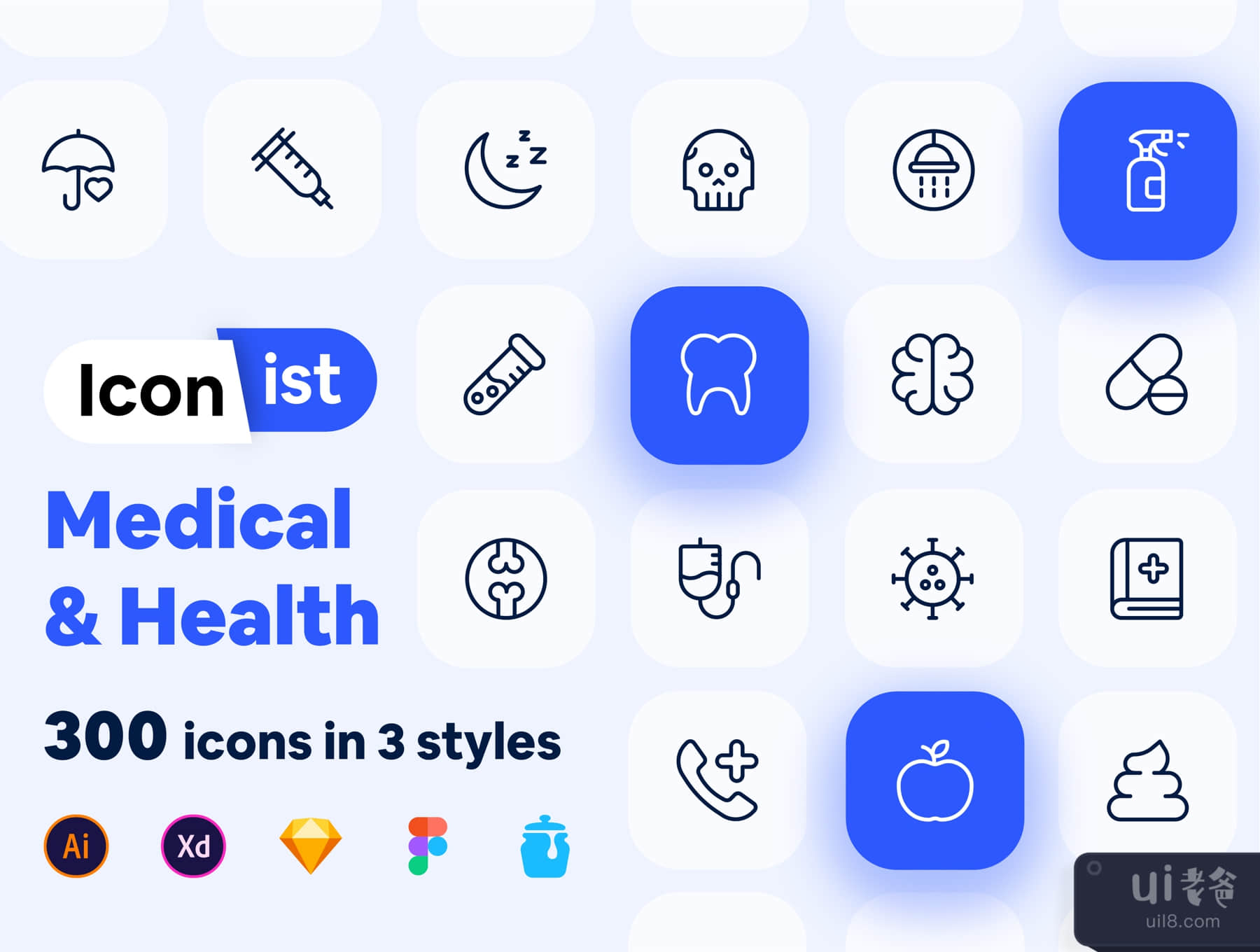 Iconist - 300个医疗和健康图标 (Iconist - 300 Medical and Health icons)插图