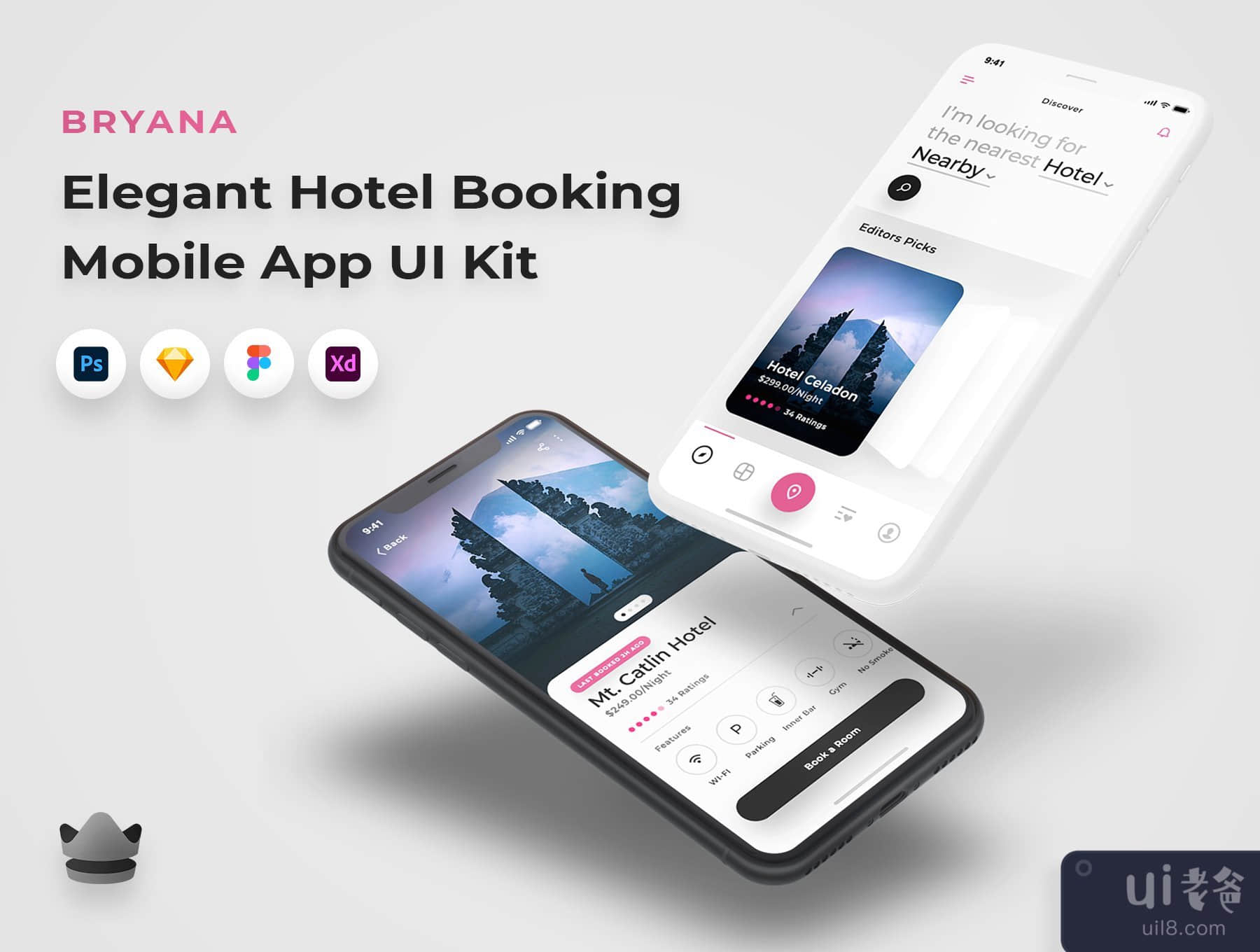 Bryana - 酒店预订UI套件 (Bryana - Hotel Booking UI Kit)插图