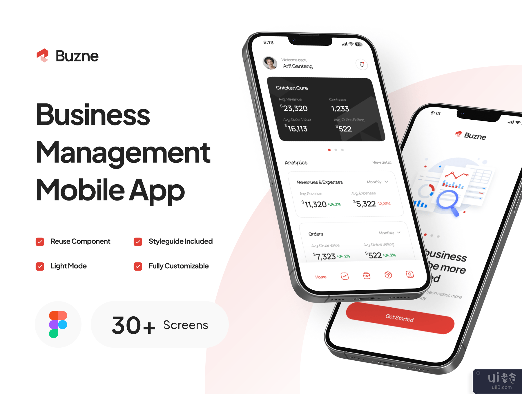 Buzne - 商业管理移动应用程序 UI 工具包 (Buzne - Business Management Mobile App UI Kit)插图5