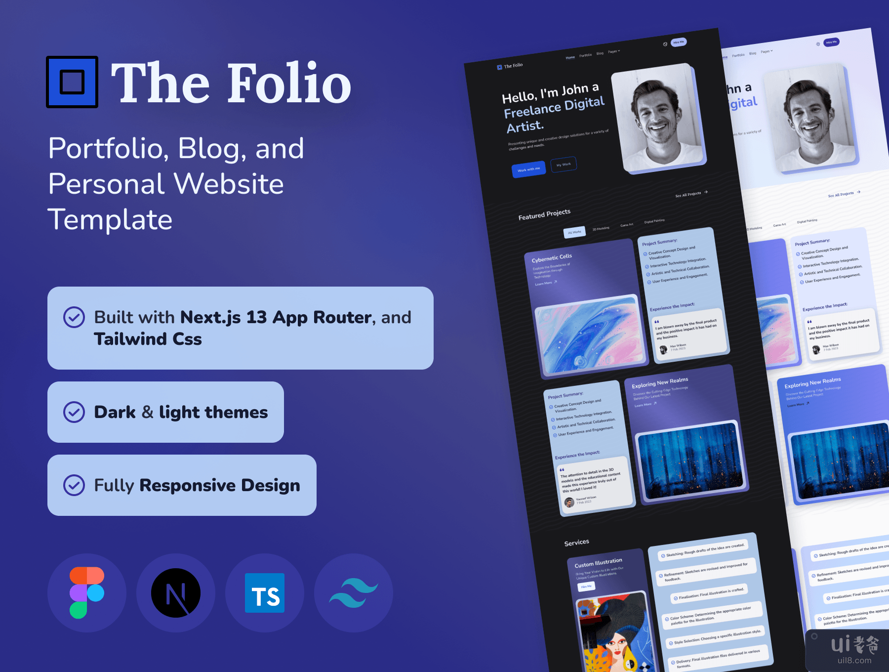 Folio - 投资组合、博客和个人网站 UI 模板 (The Folio - Portfolio, Blog, and Personal Website UI Template)插图7