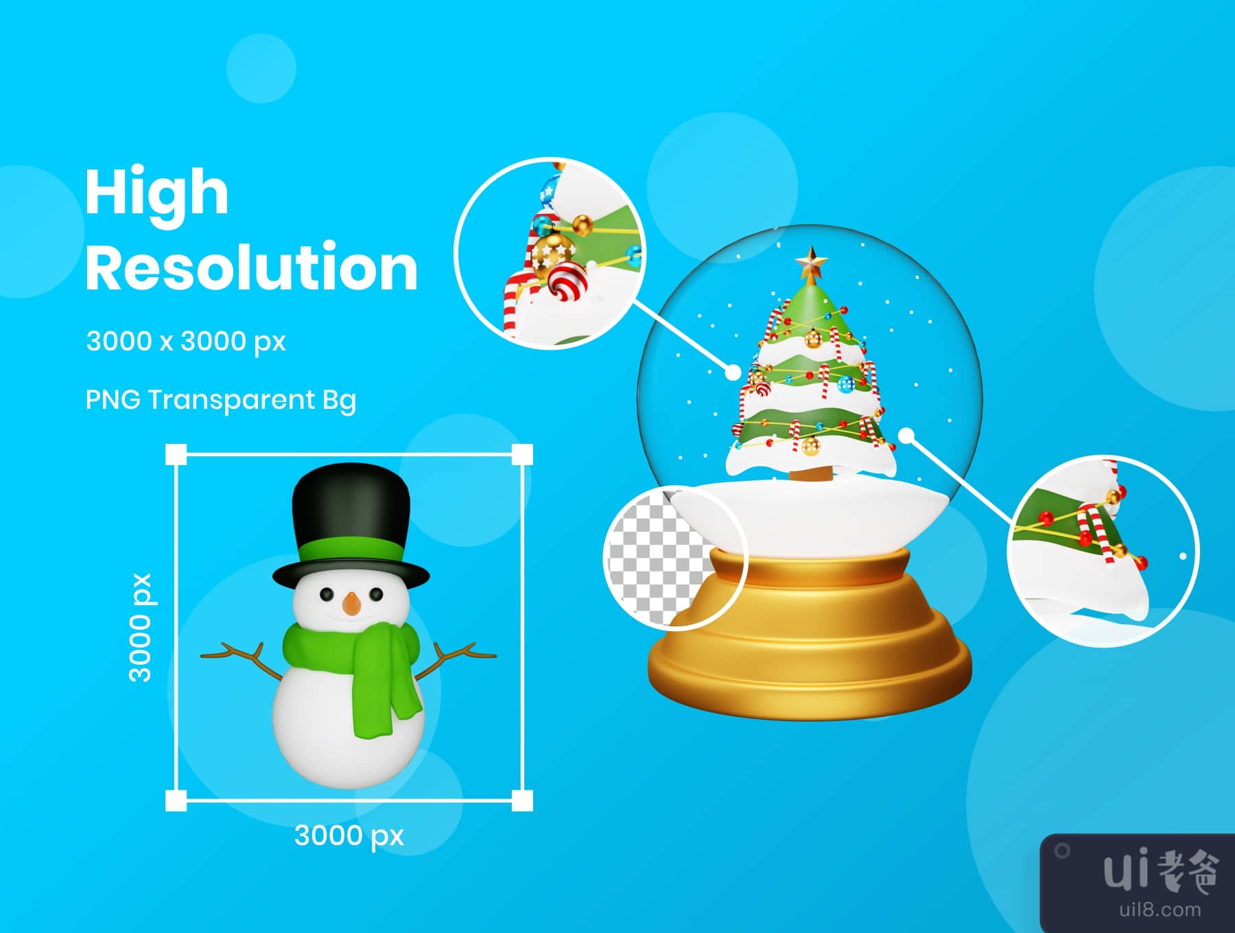 圣诞节3D图标插图 (Christmas 3D Icon Illustrations)插图2